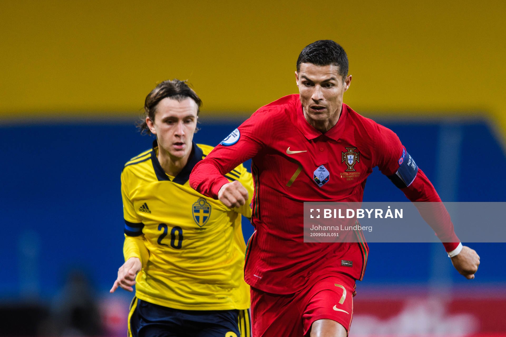 Kristoffer Olsson of Sweden and Cristiano Ronaldo of