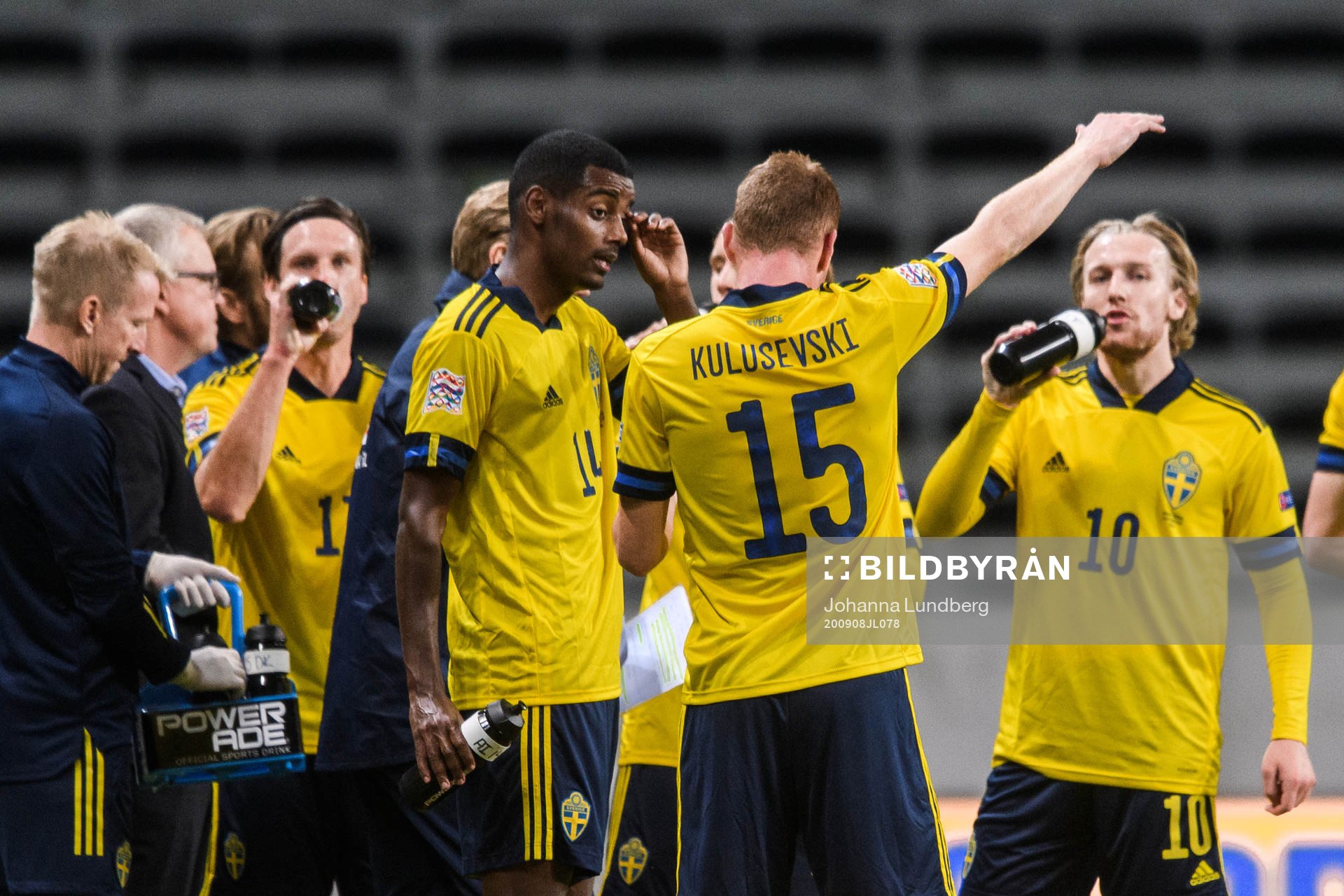 Alexander Isak , Dejan Kulusevski and Emil Forsberg of