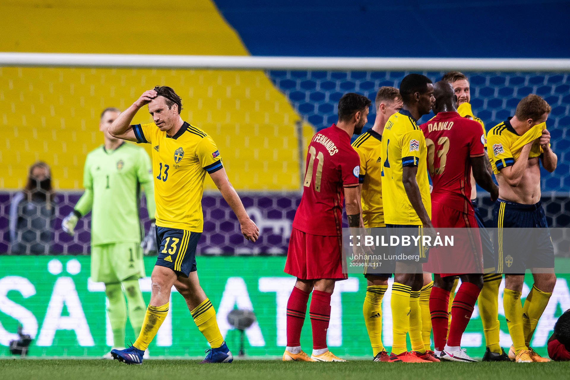Gustav Svensson of Sweden leaves the pitch