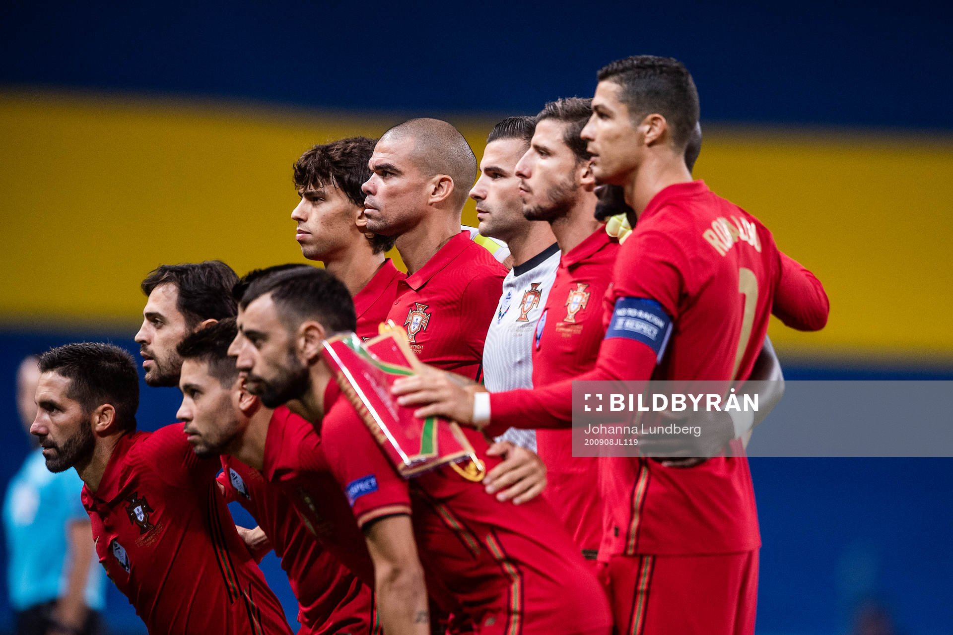The starting eleven of Portugal pose for a team photo