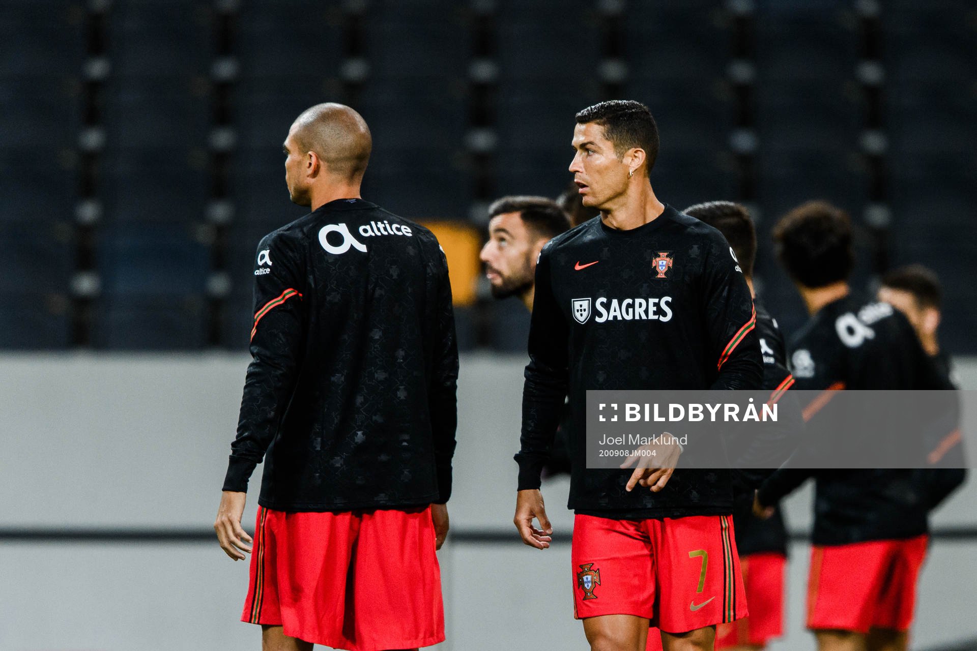 Pepe and Cristiano Ronaldo of Portugal