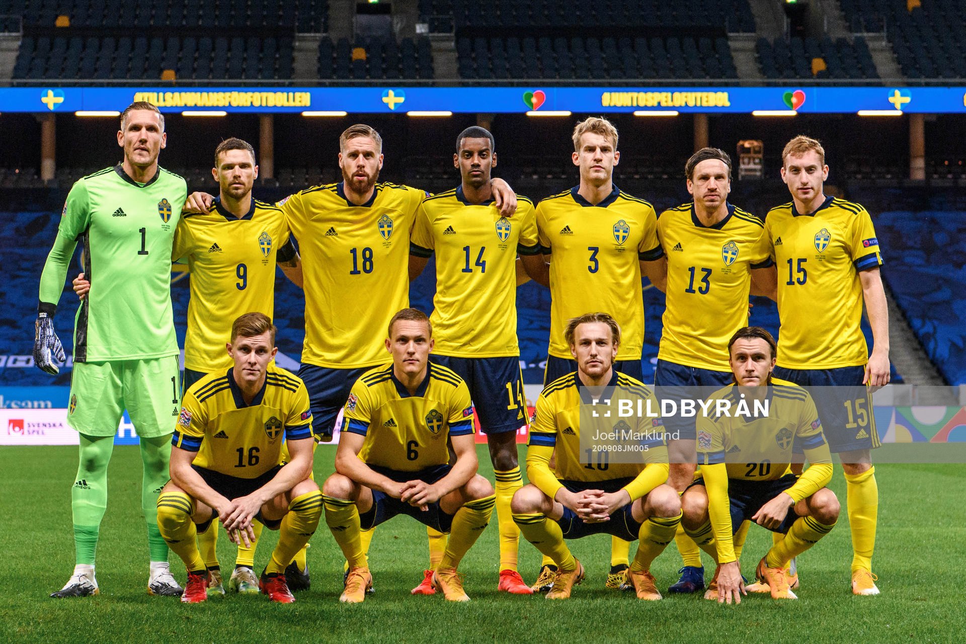 The starting eleven of Sweden pose for a team photo