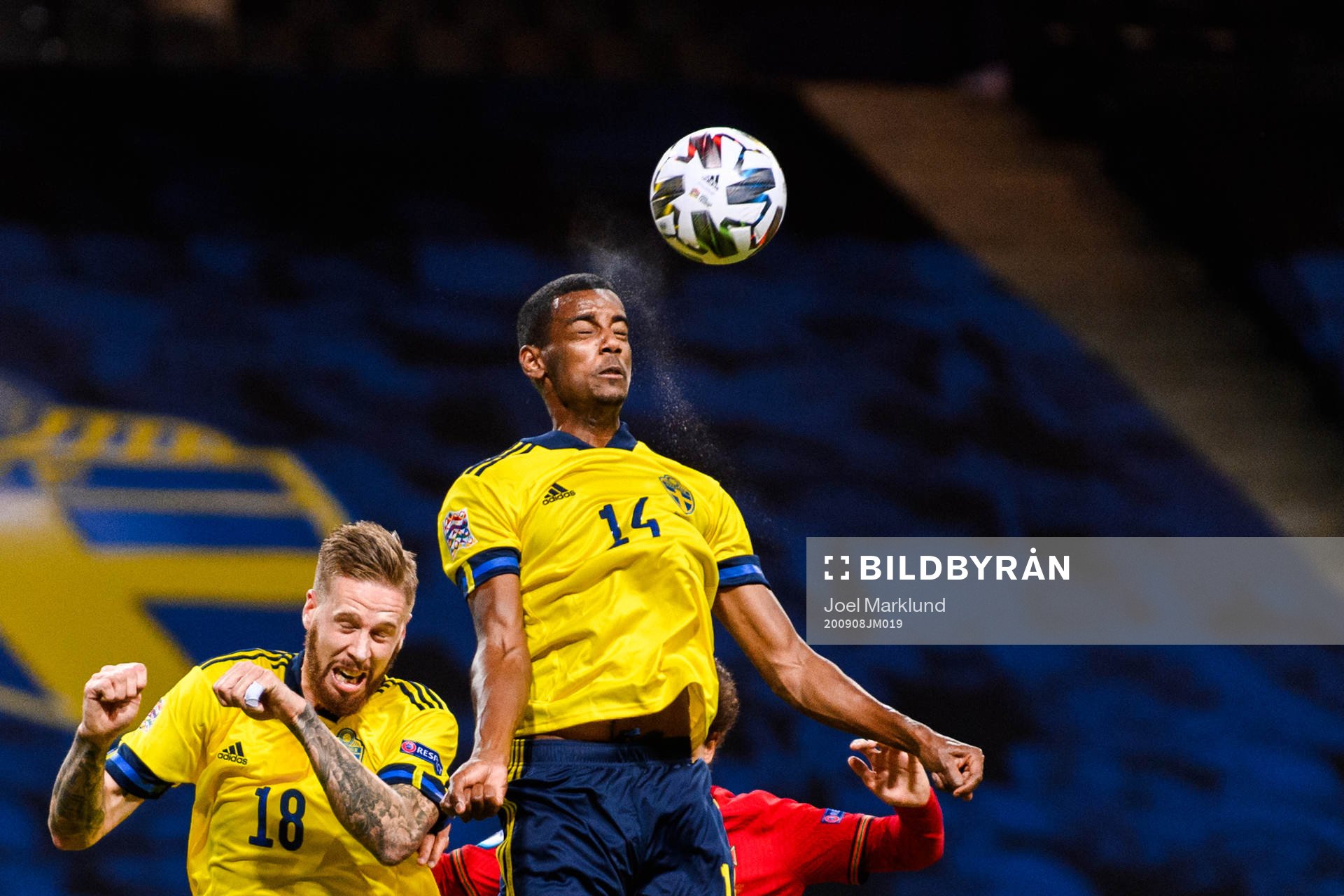 Pontus Jansson and Alexander Isak of Sweden