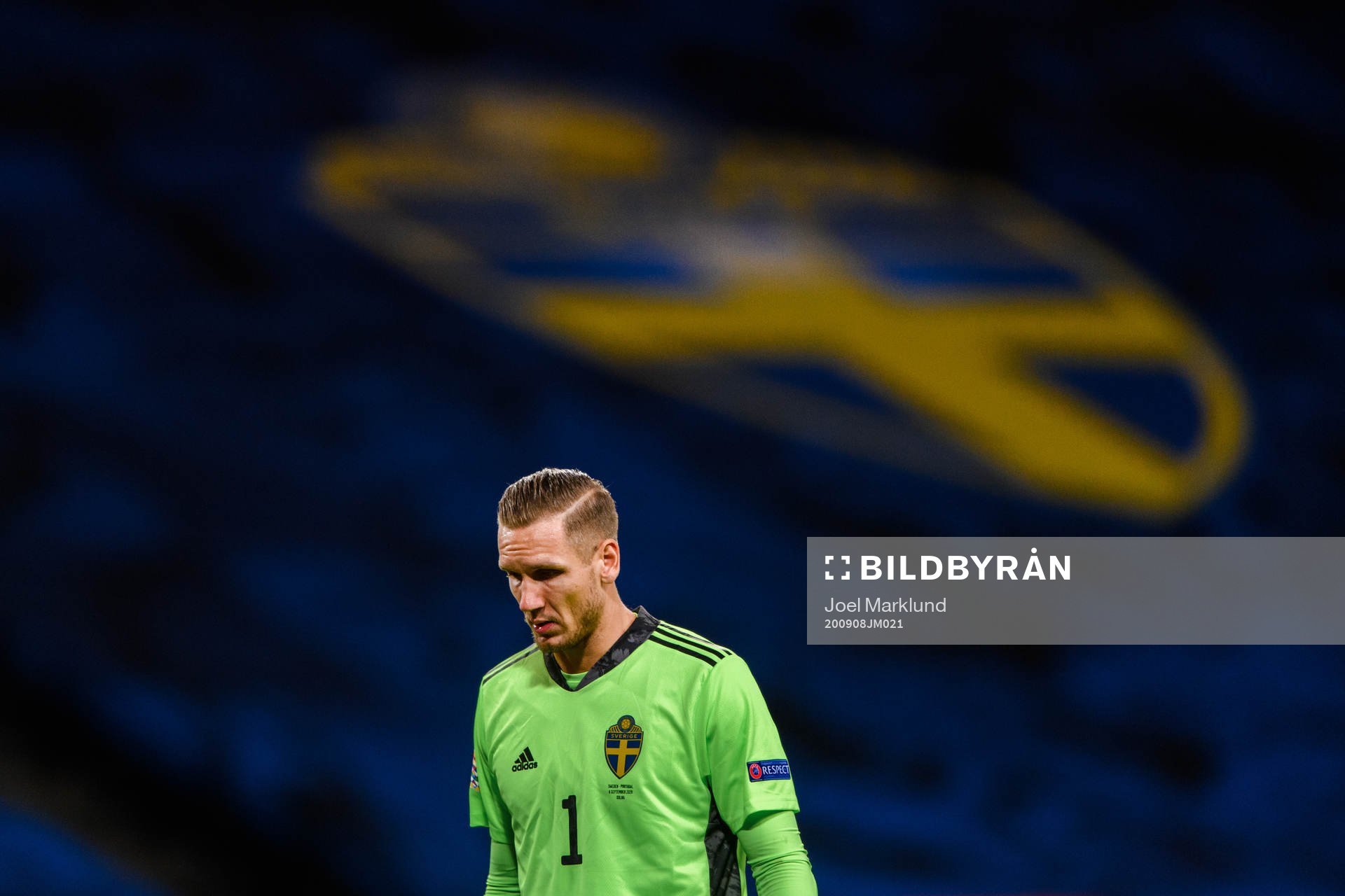 Goalkeeper Robin Olsen of Sweden looks dejected