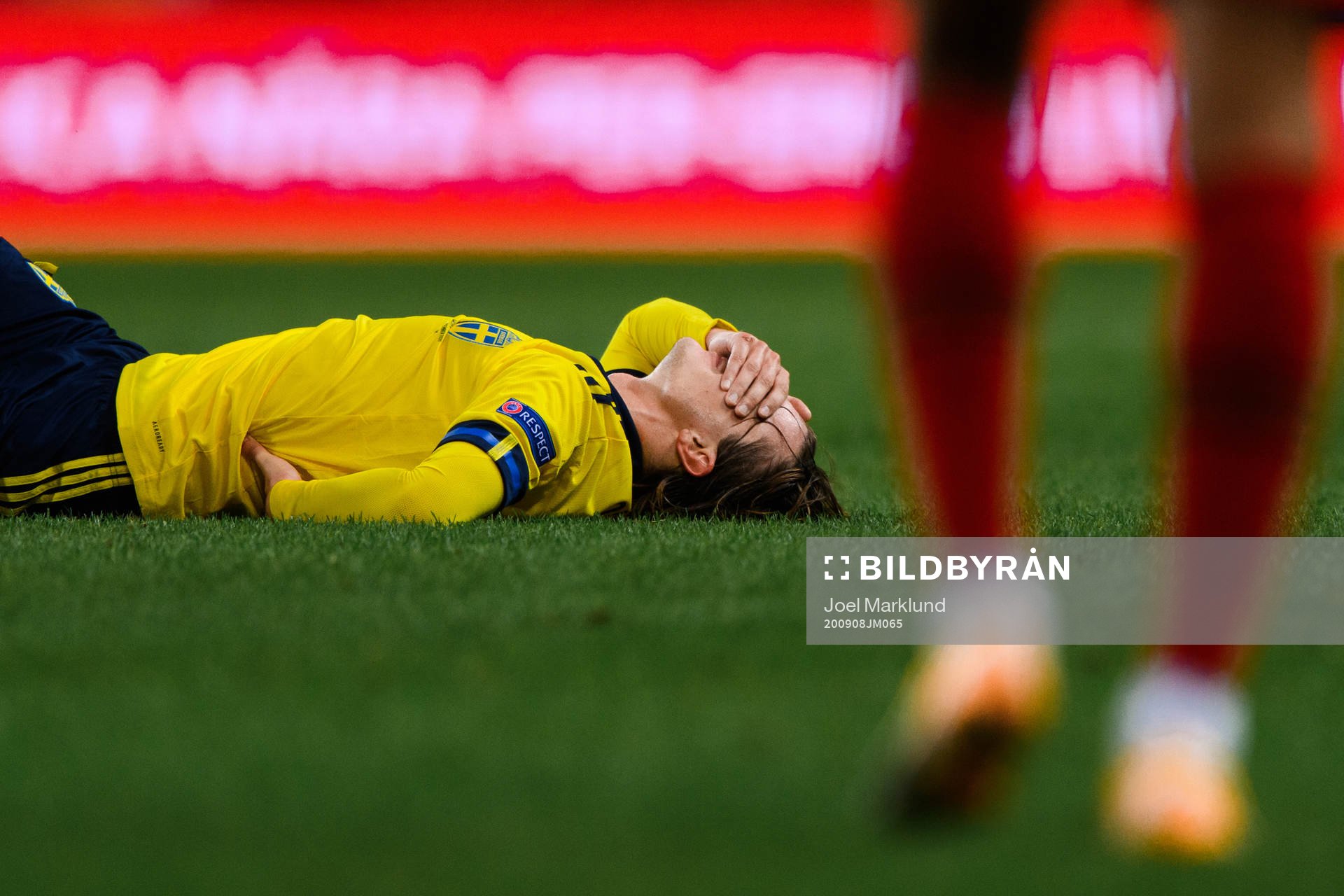 Kristoffer Olsson of Sweden in pain