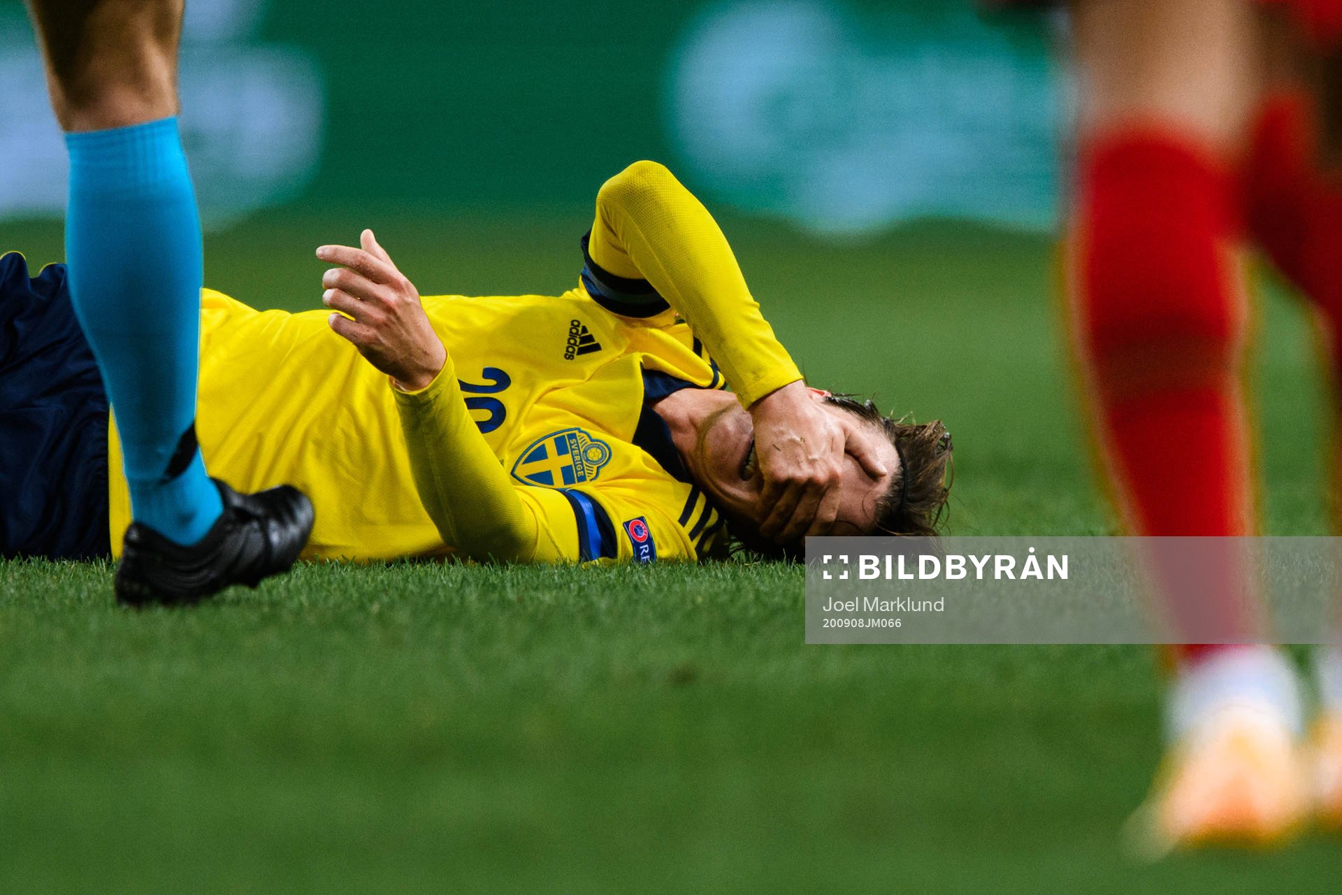 Kristoffer Olsson of Sweden in pain