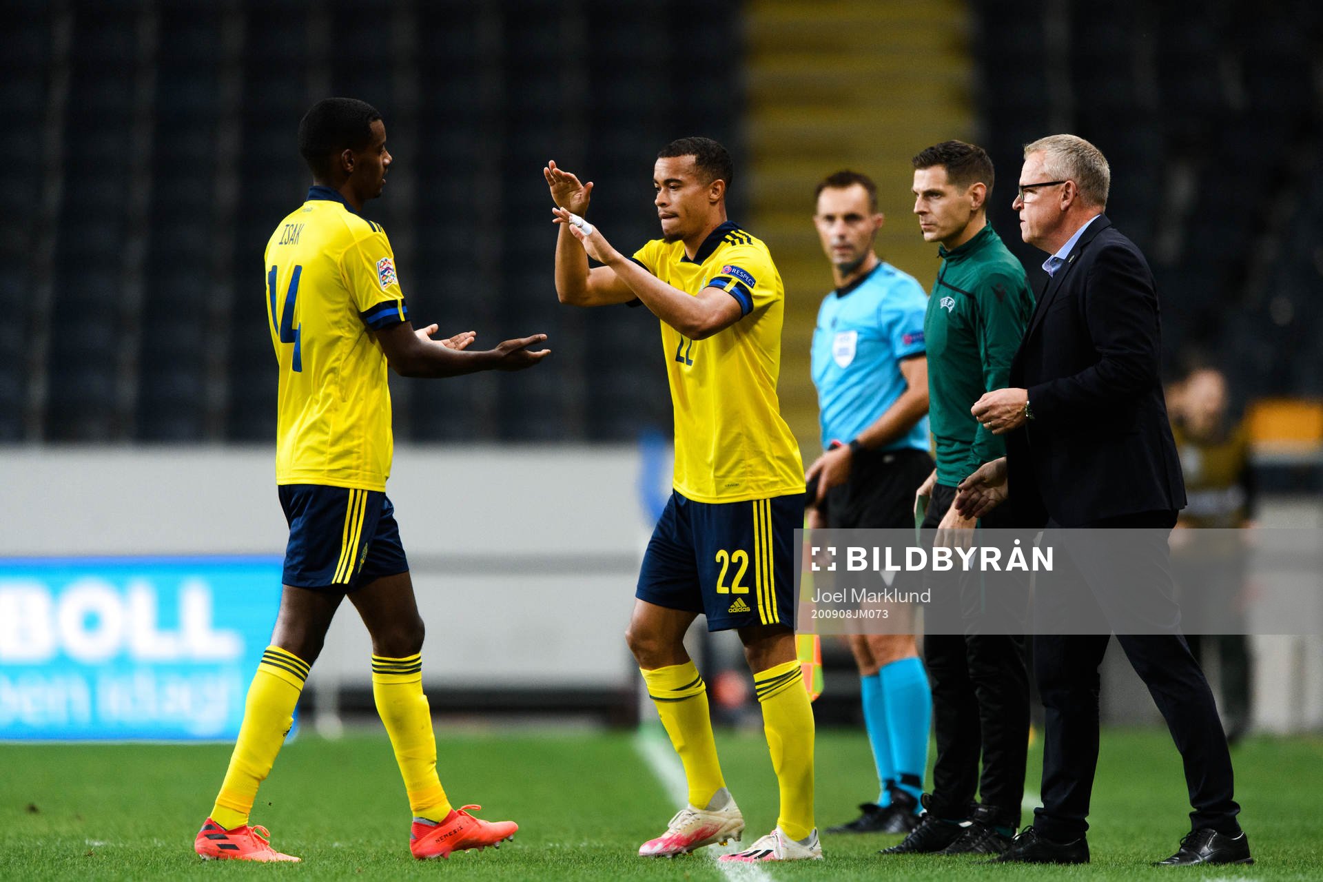 Alexander Isak and Robin Quaison of Sweden