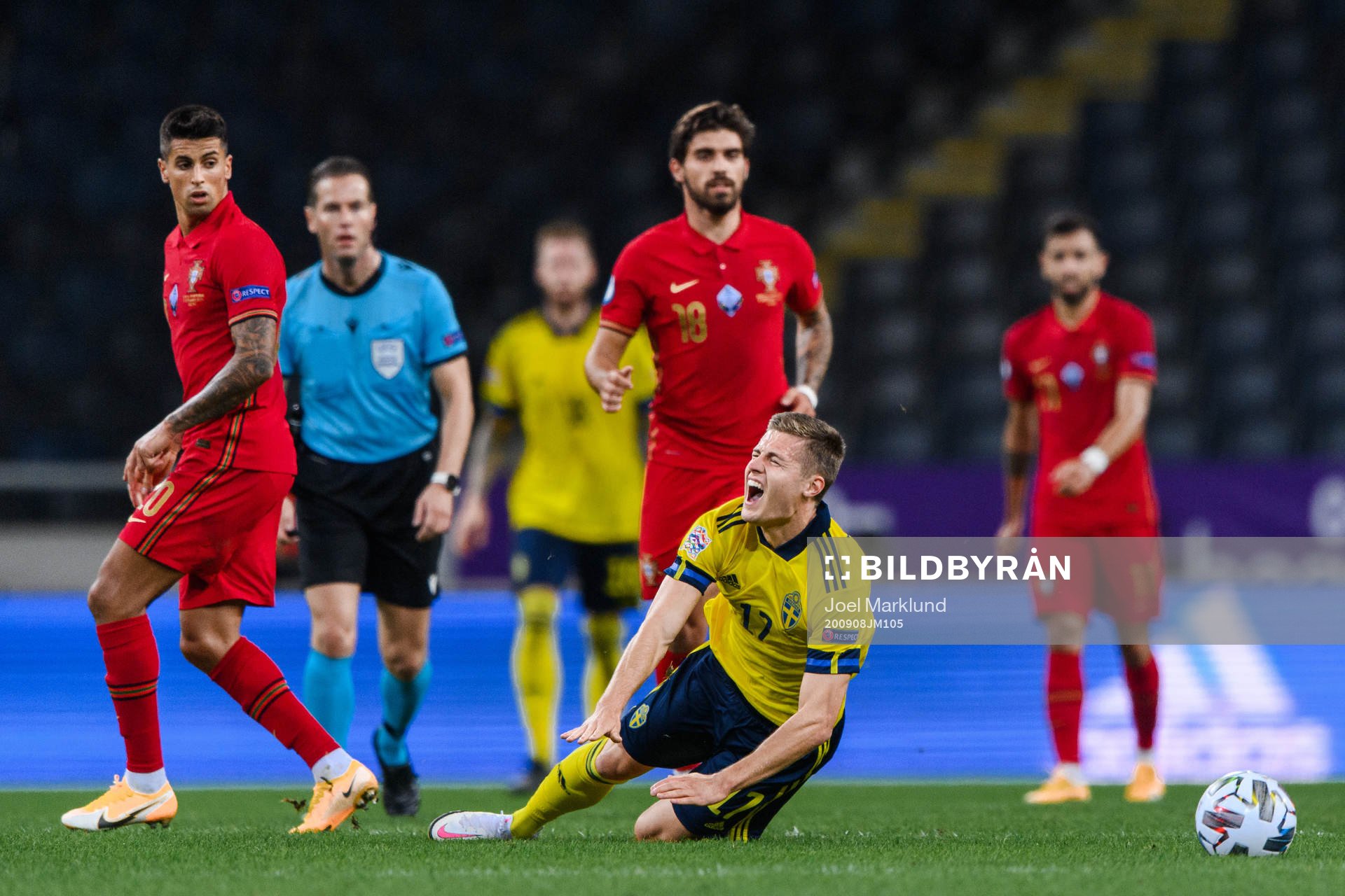 Mattias Svanberg of Sweden in pain