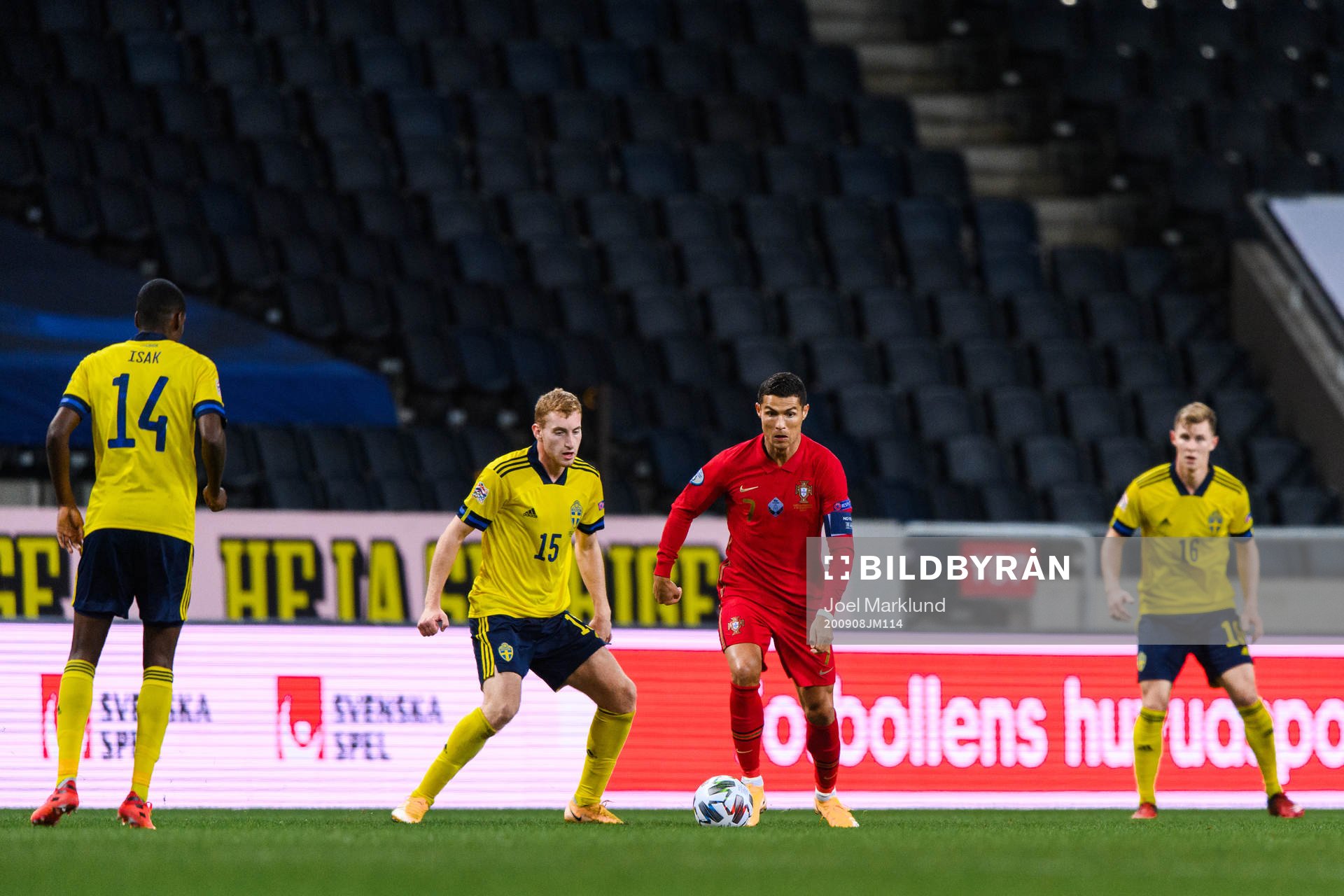 Alexander Isak , Dejan Kulusevski and Emil Krafth of Sweden