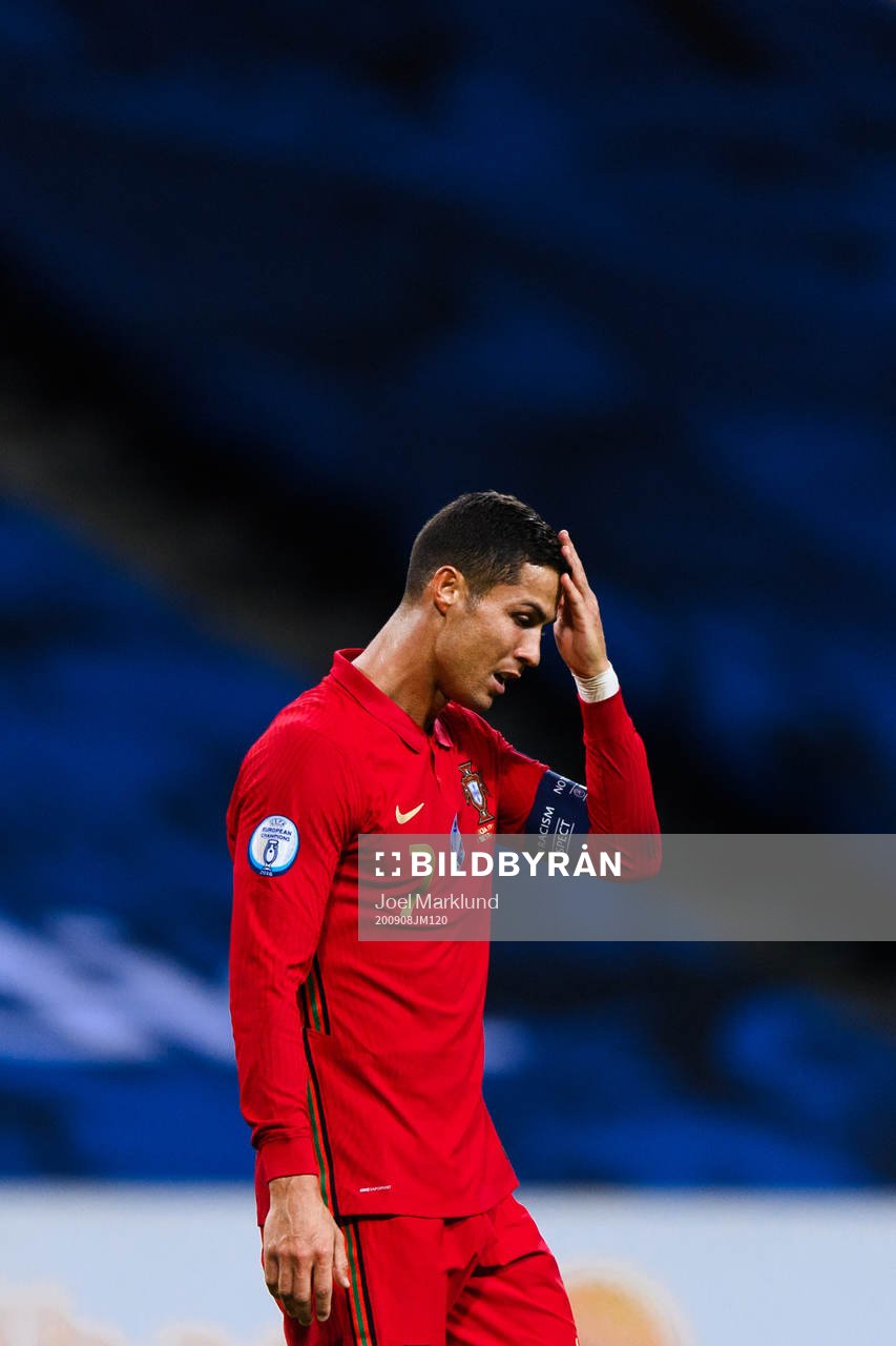 Cristiano Ronaldo of Portugal looks dejected