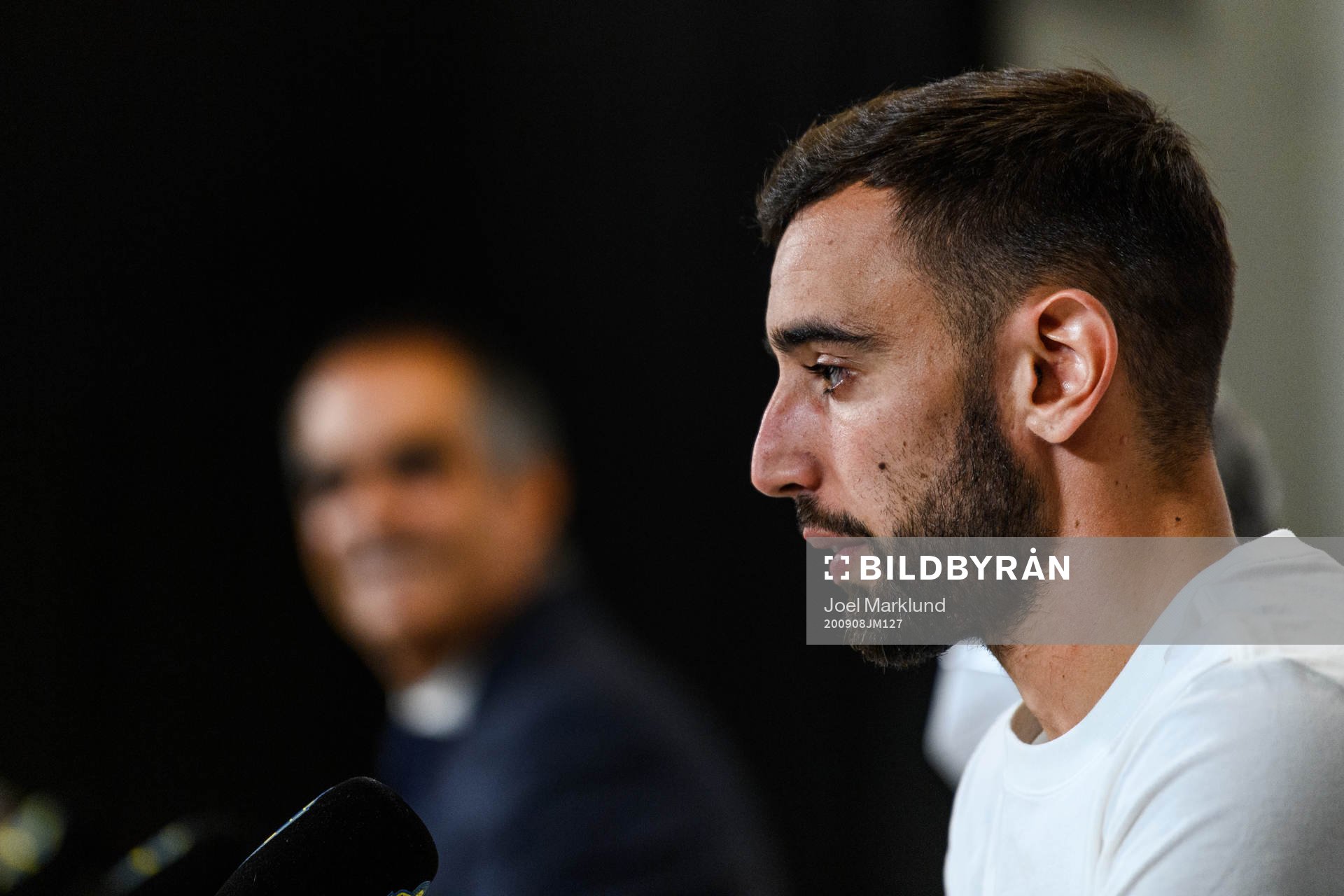 Bruno Fernandes of Portugal at a press conference