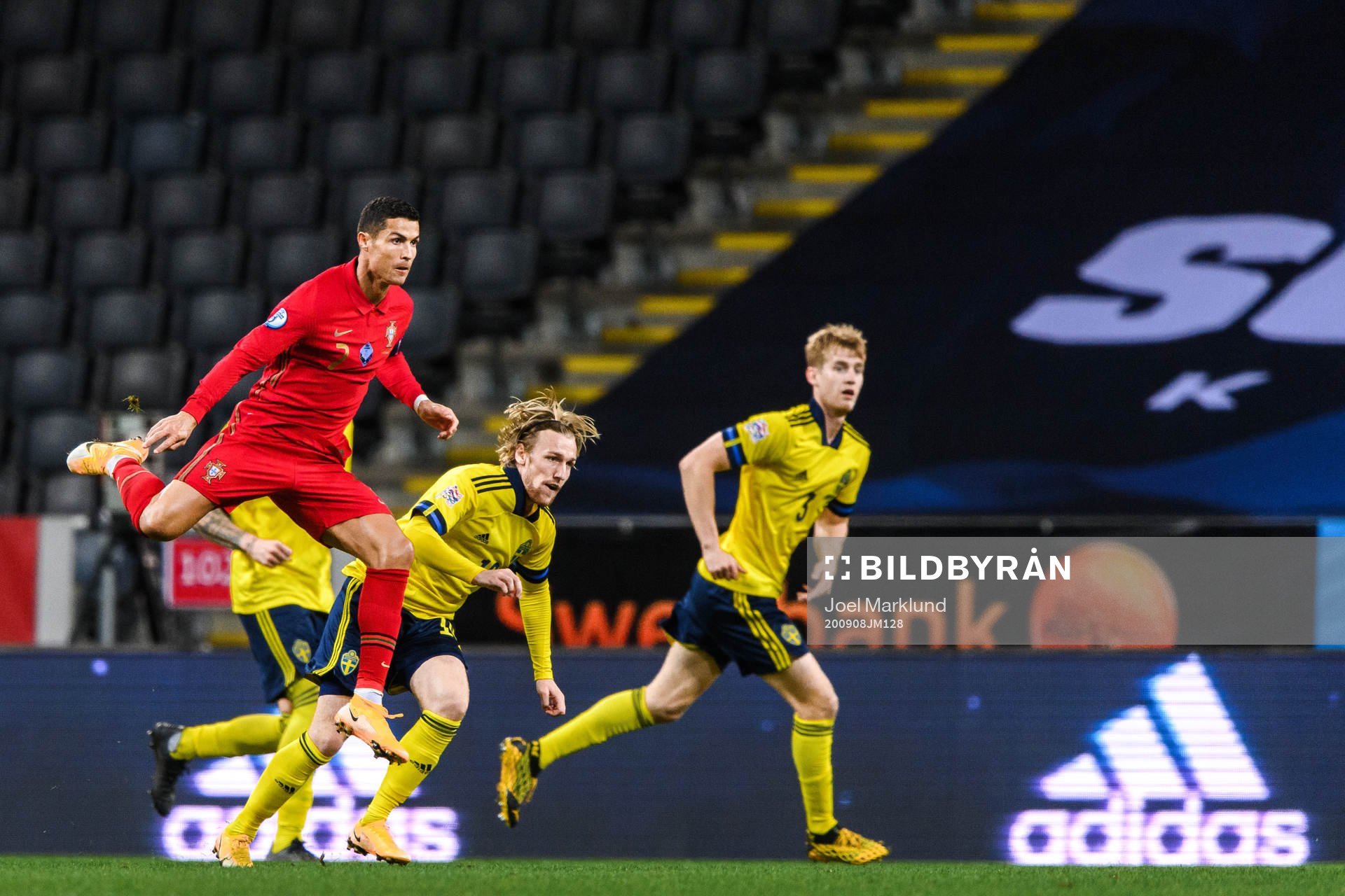 Cristiano Ronaldo of Portugal against Emil Forsberg and