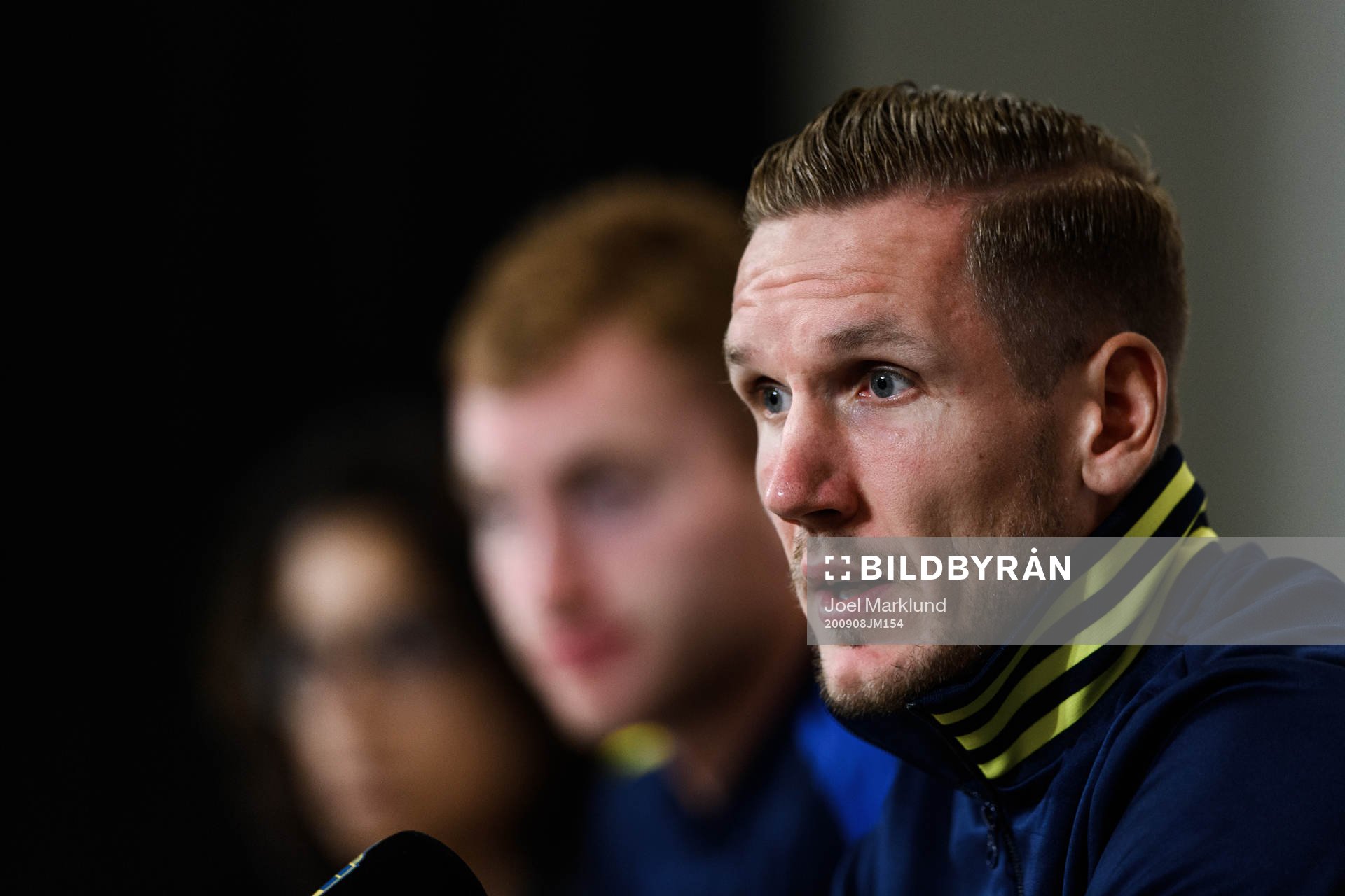 Goalkeeper Robin Olsen of Sweden at a press conference