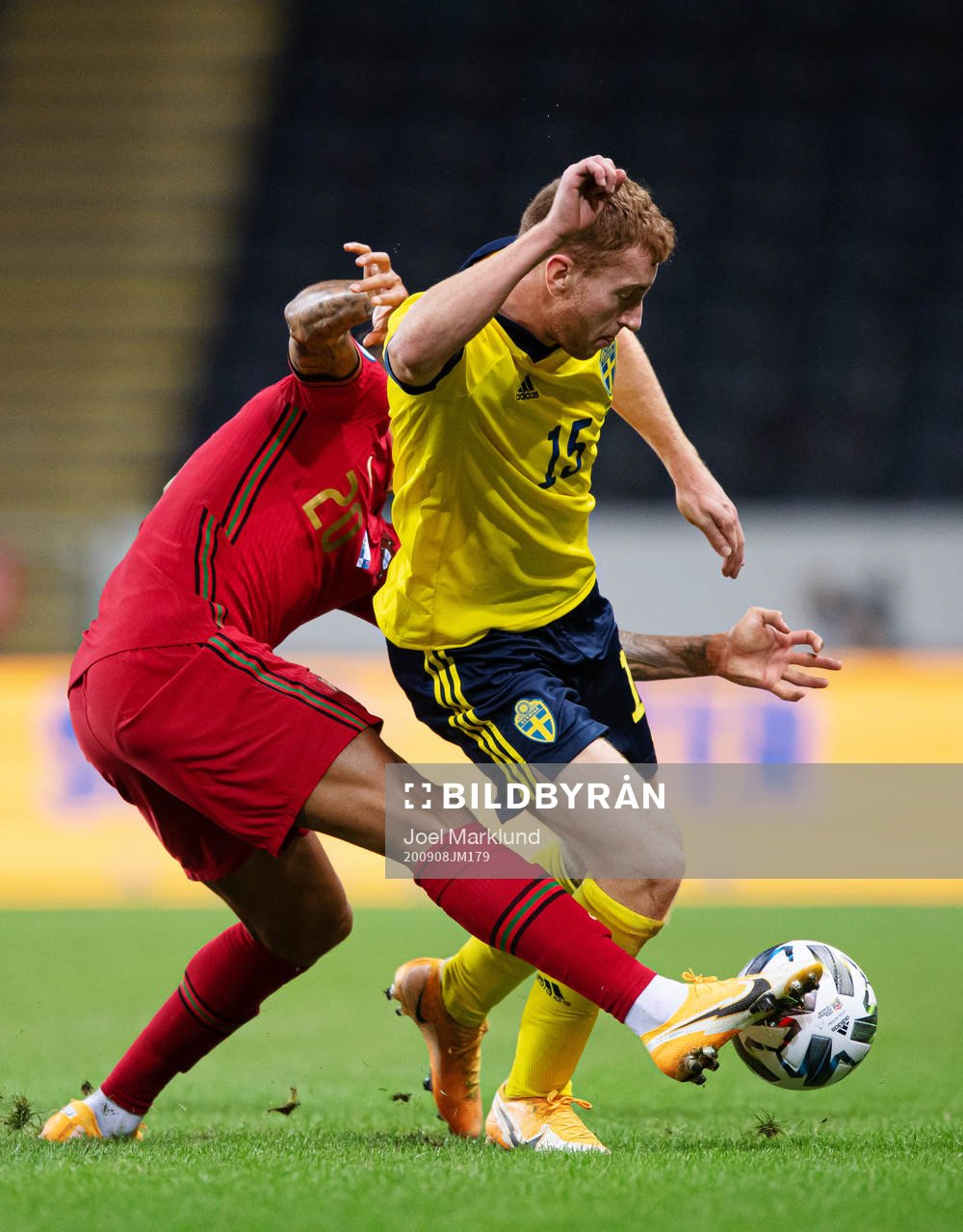 Joao Cancelo of Portugal and Dejan Kulusevski of Sweden