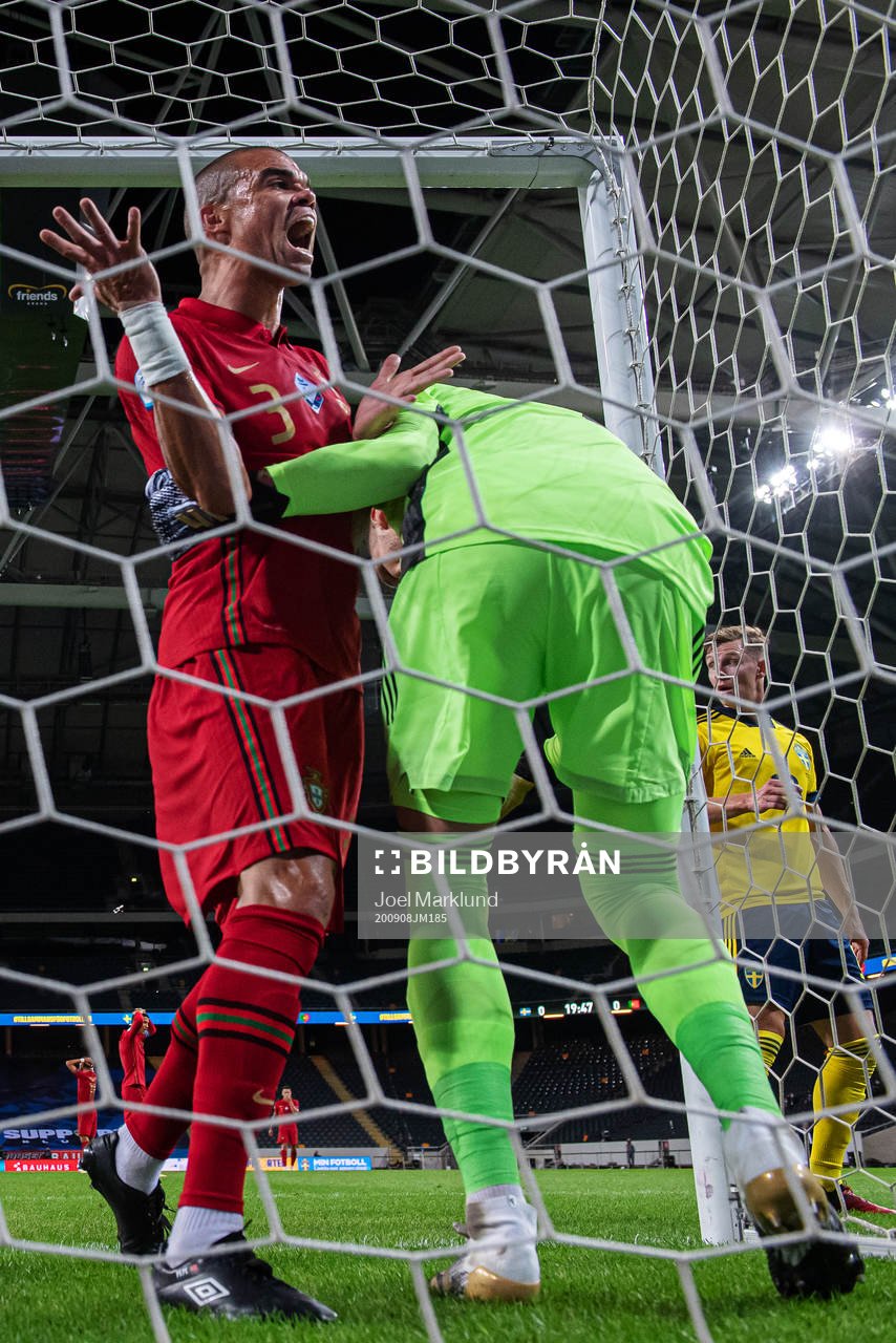 Pepe of Portugal reacts