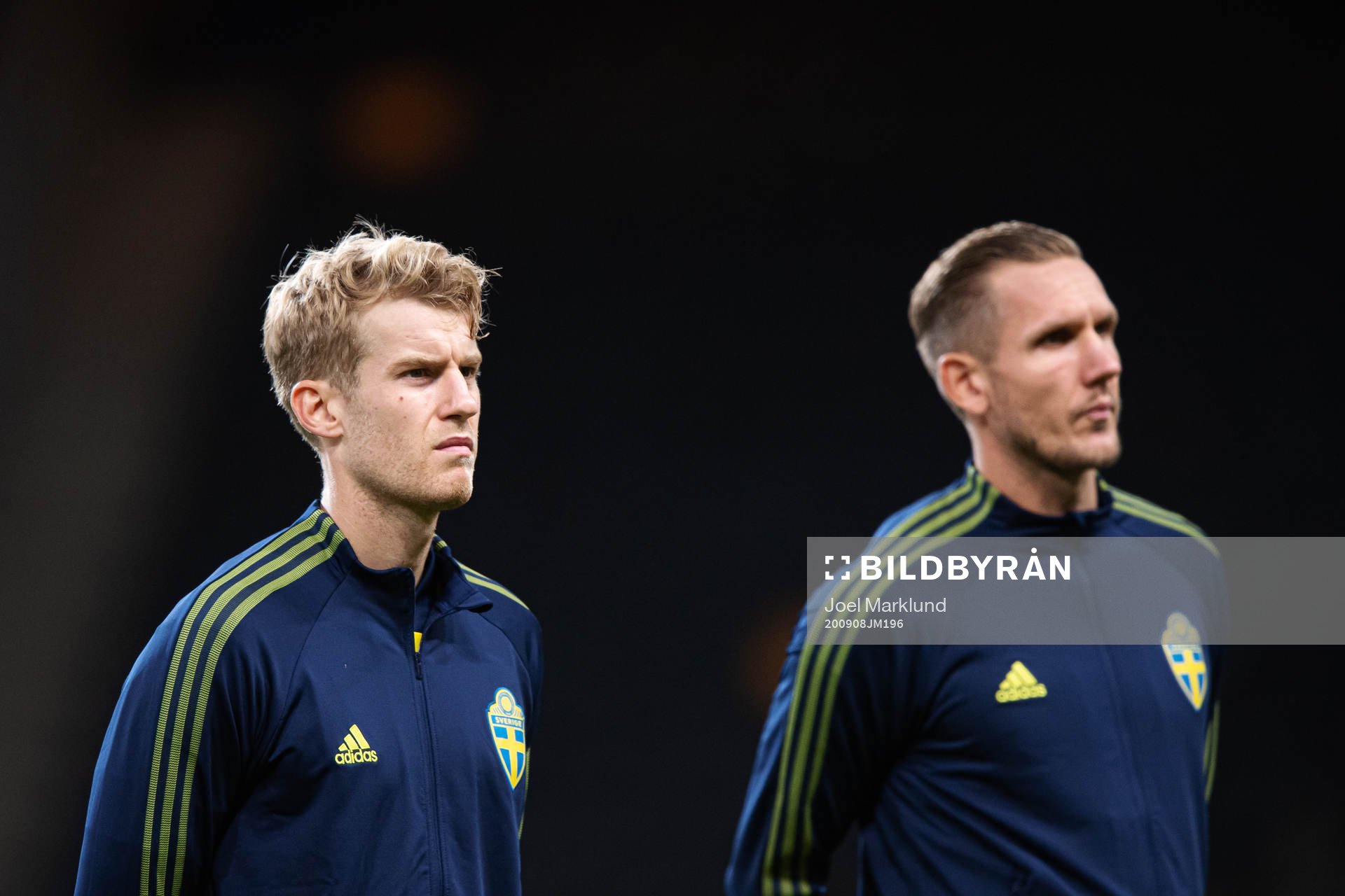Filip Helander and goalkeeper Robin Olsen of Sweden