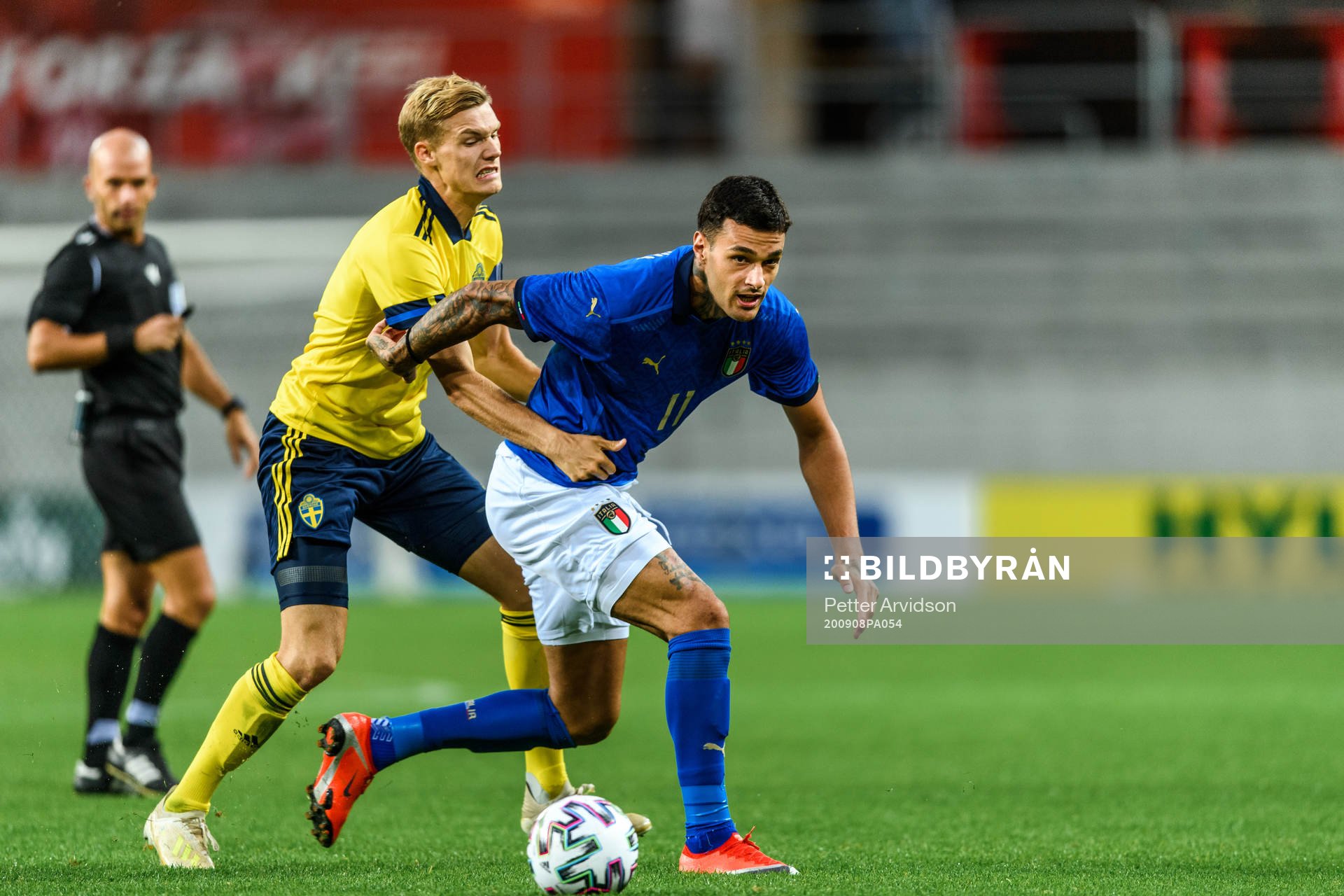Svante Ingelsson of Sweden and Gianluca Scamacca of Italy