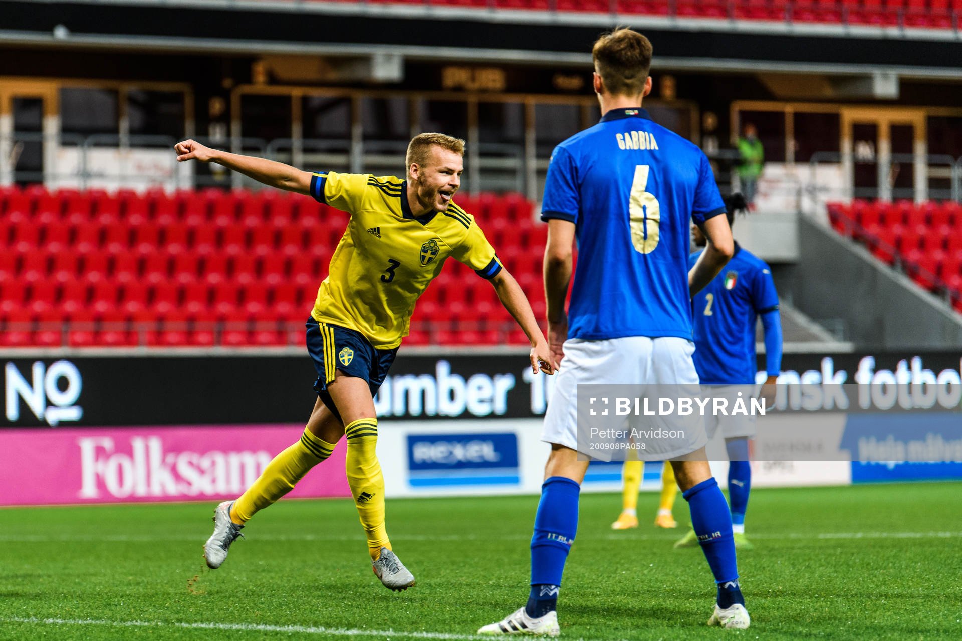 Gustav Henriksson of Sweden celebrates the 3-0 goal
