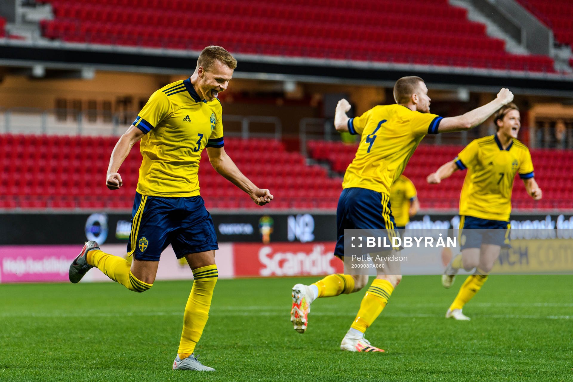 Gustav Henriksson of Sweden celebrates the 3-0 goal