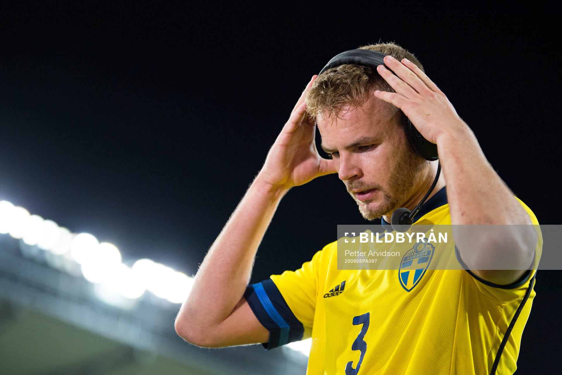 Gustav Henriksson of Sweden is being interviewed after the UEFA European Under-21 Qualifier football match between Sweden and Italy on September 8, 2020 in Kalmar.