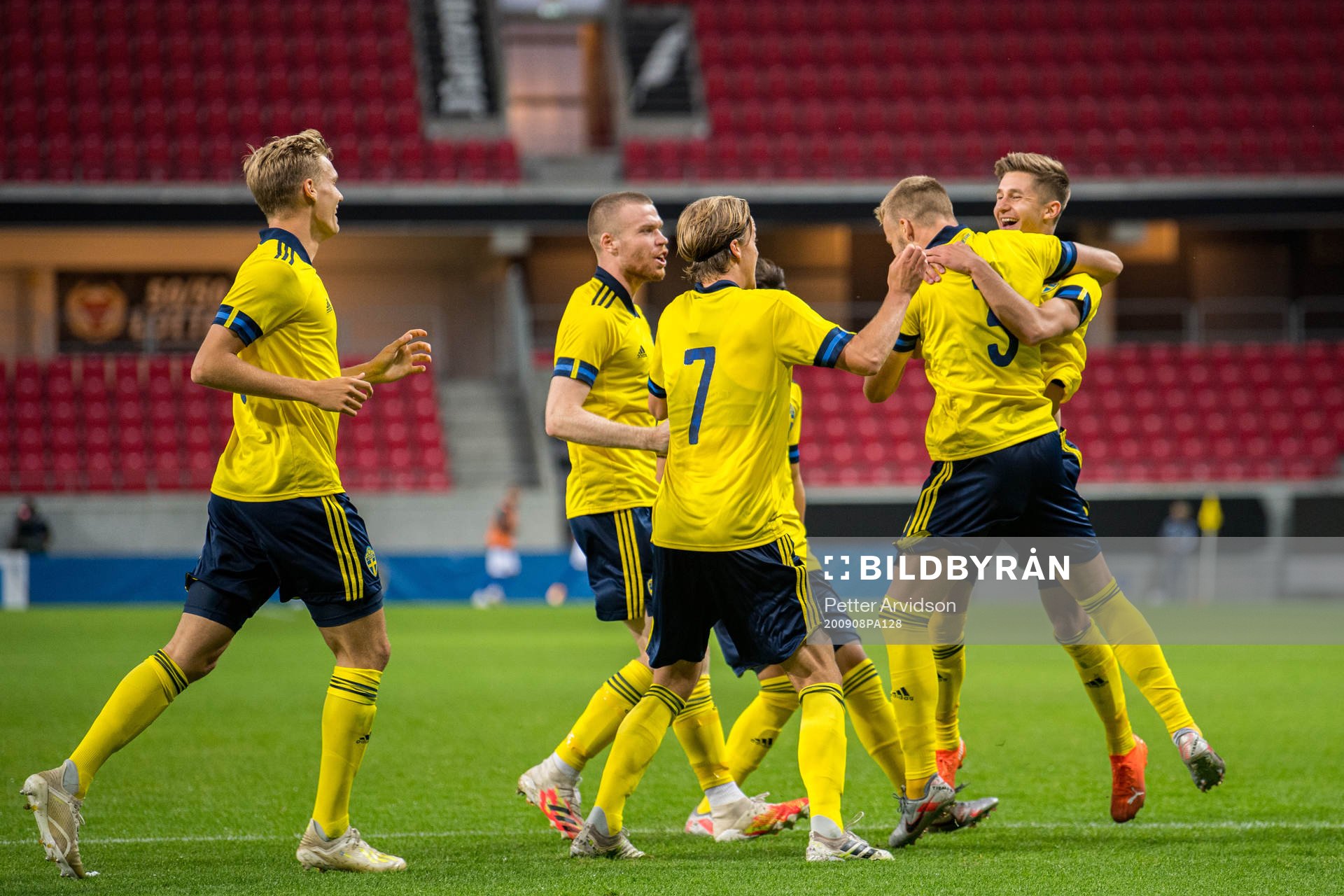 Gustav Henriksson of Sweden celebrate with teammates