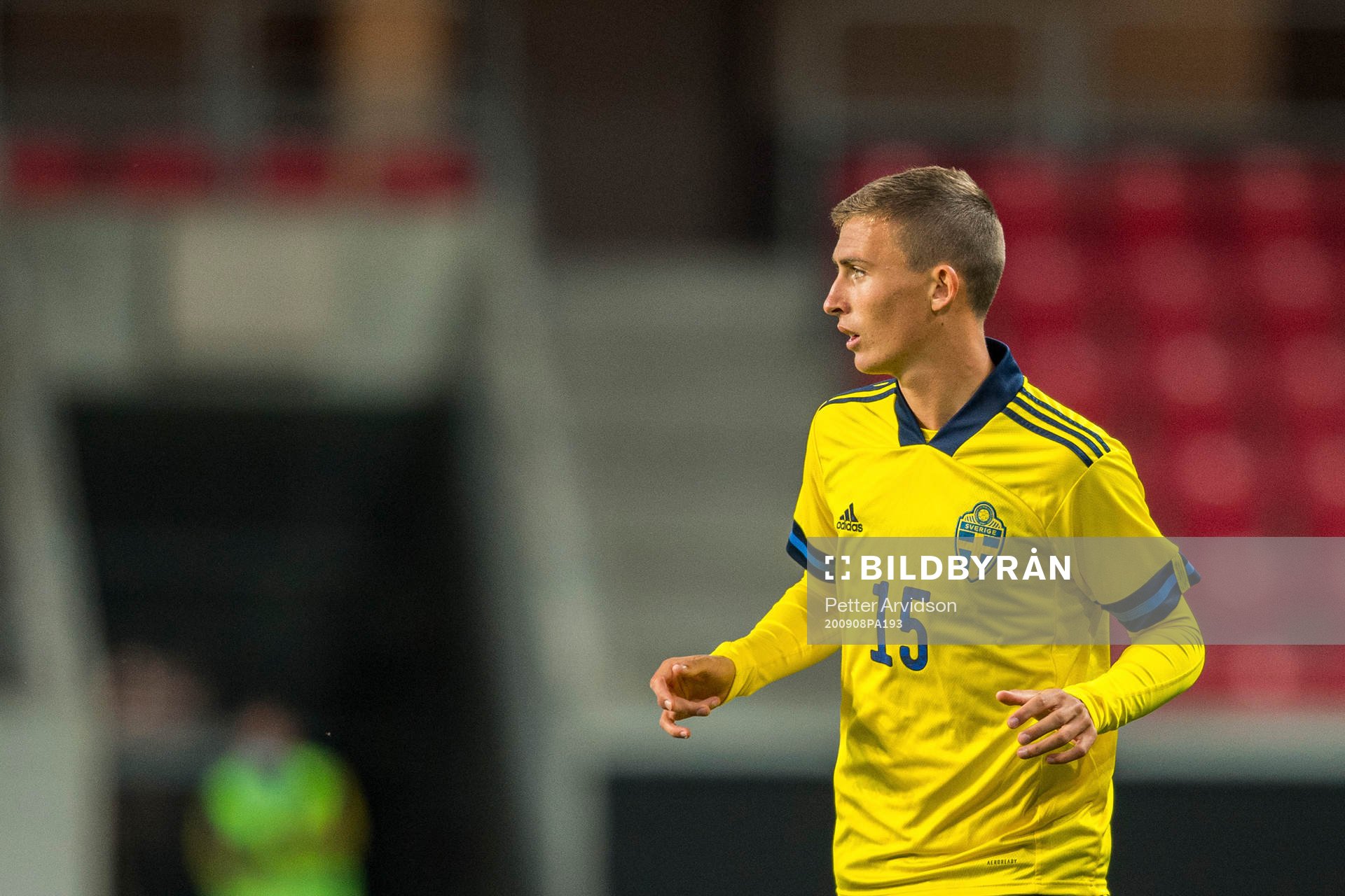 John Björkengren of Sweden during the UEFA European Under-21 Qualifier football match between Sweden and Italy on September 8, 2020 in Kalmar.