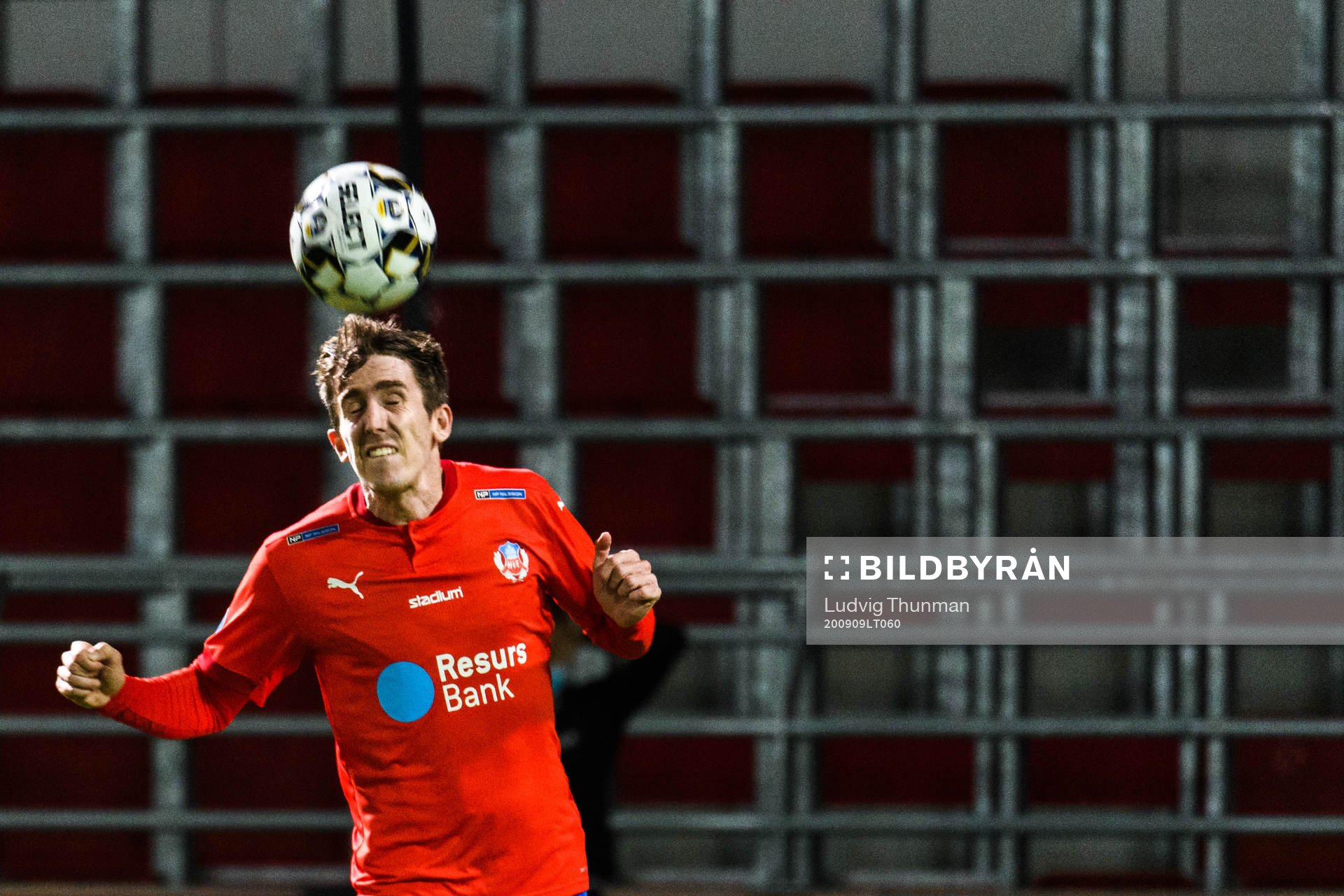 Helsingborgs Adam Eriksson under fotbollsmatchen i Allsvenskan mellan Helsingborg och Kalmar den 9 september 2020 i Helsingborg.