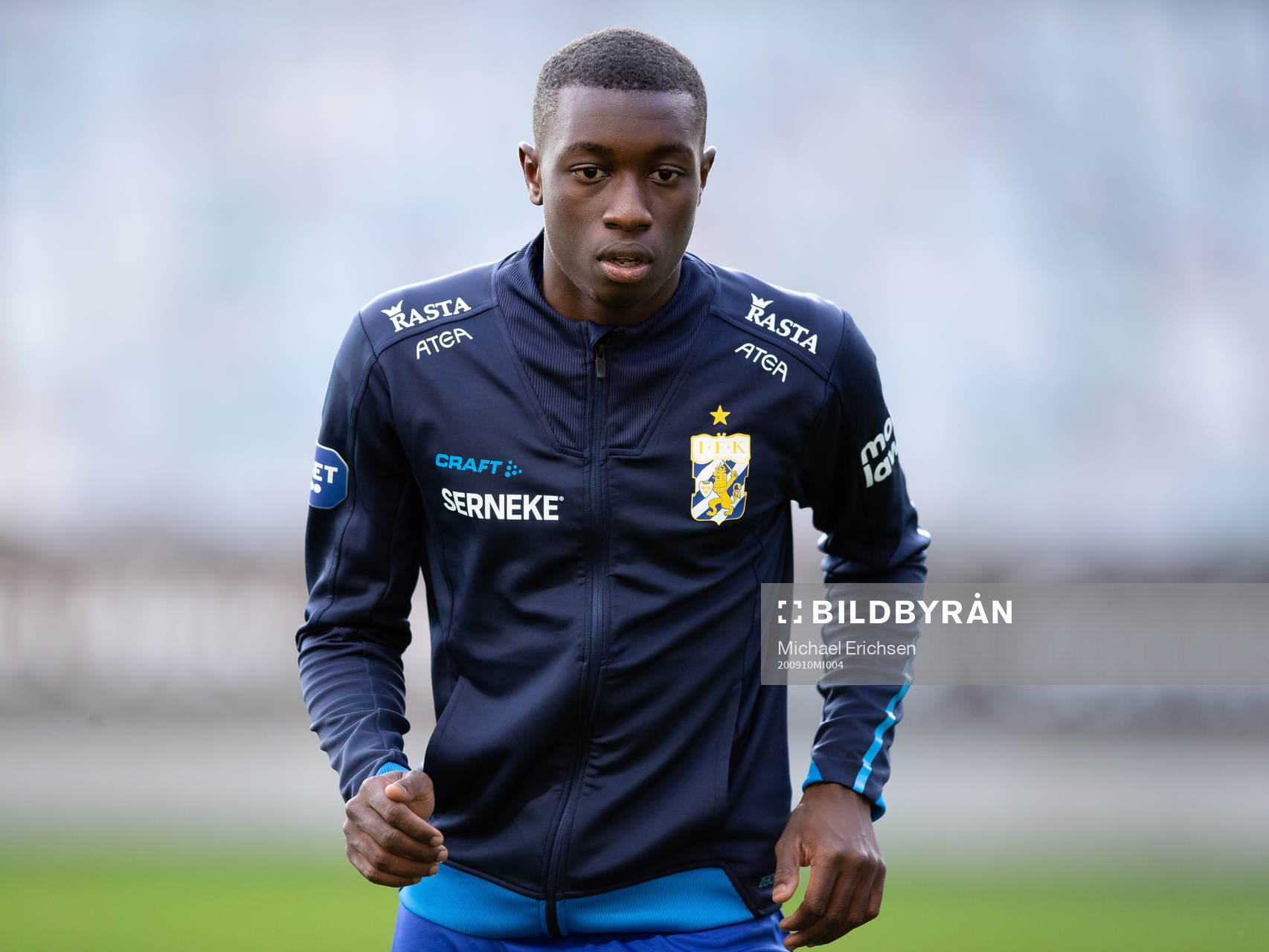 IFK Göteborgs Yahya Kalley innan fotbollsmatchen i