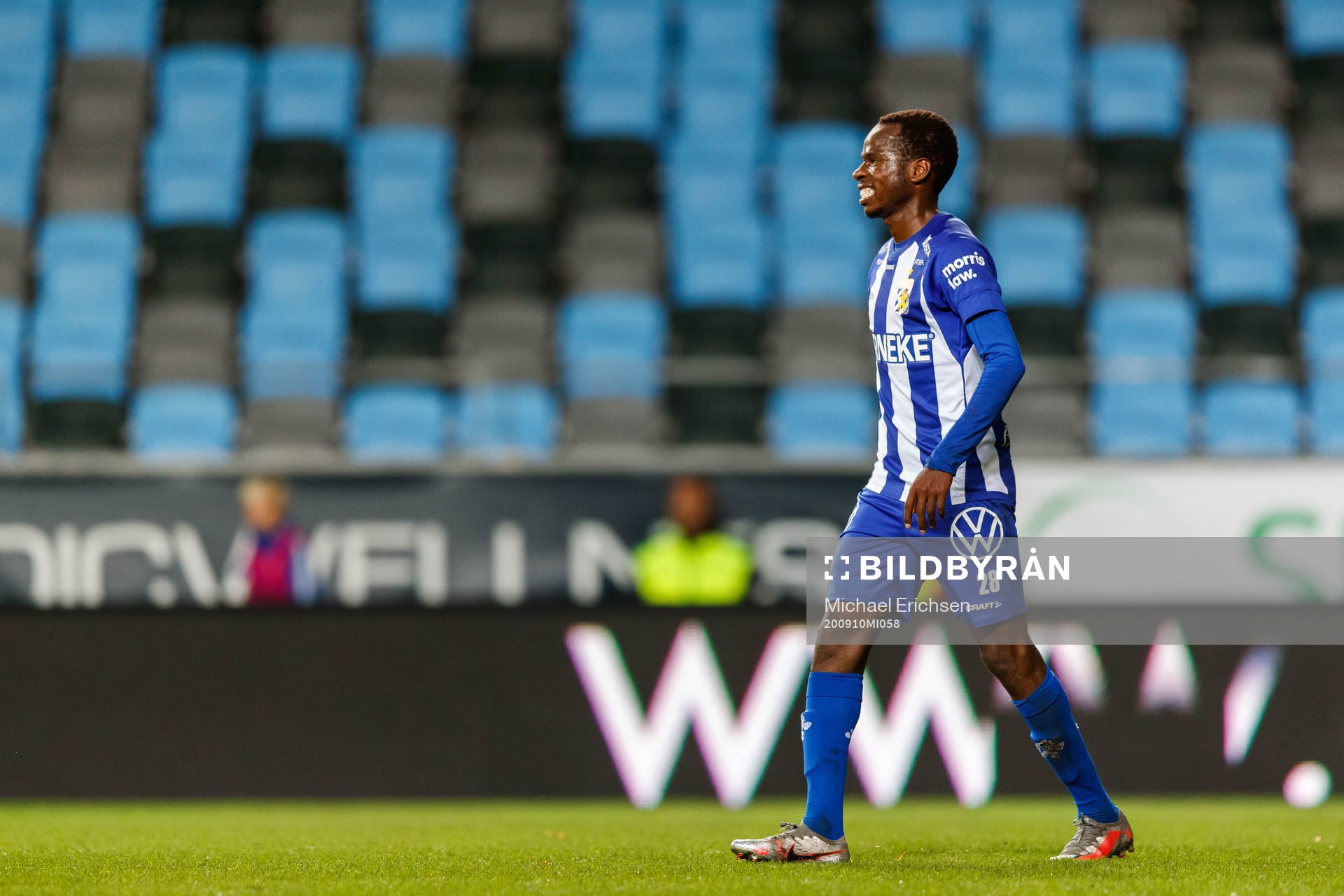 IFK Göteborgs Alhassan Yusuf Abdullahi under fotbollsmatchen i Allsvenskan mellan IFK Göteborg och Hammarby den 10 september 2020 i Göteborg.