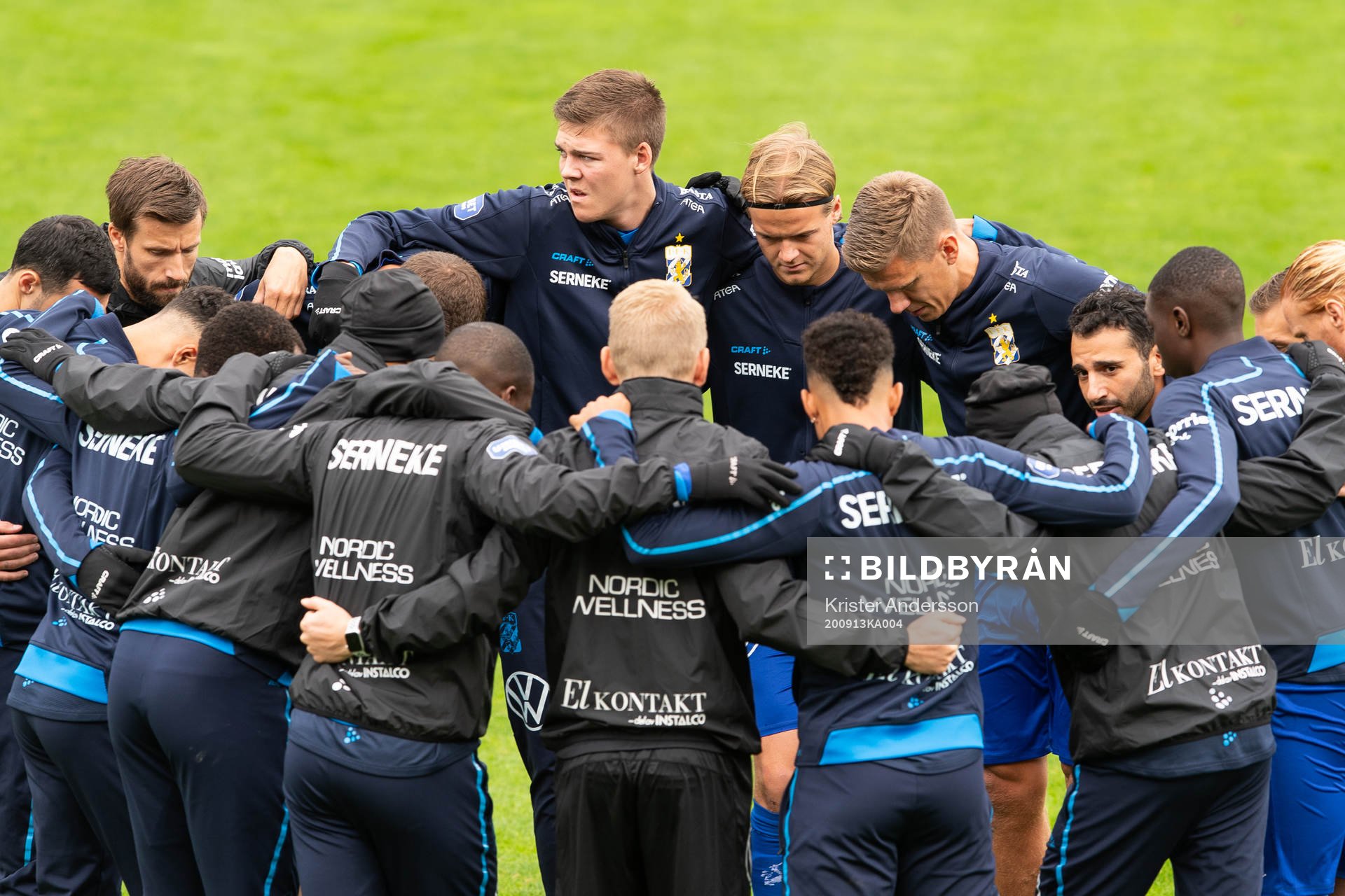 IFK Göteborgs spelare före fotbollsmatchen i Allsvenskan
