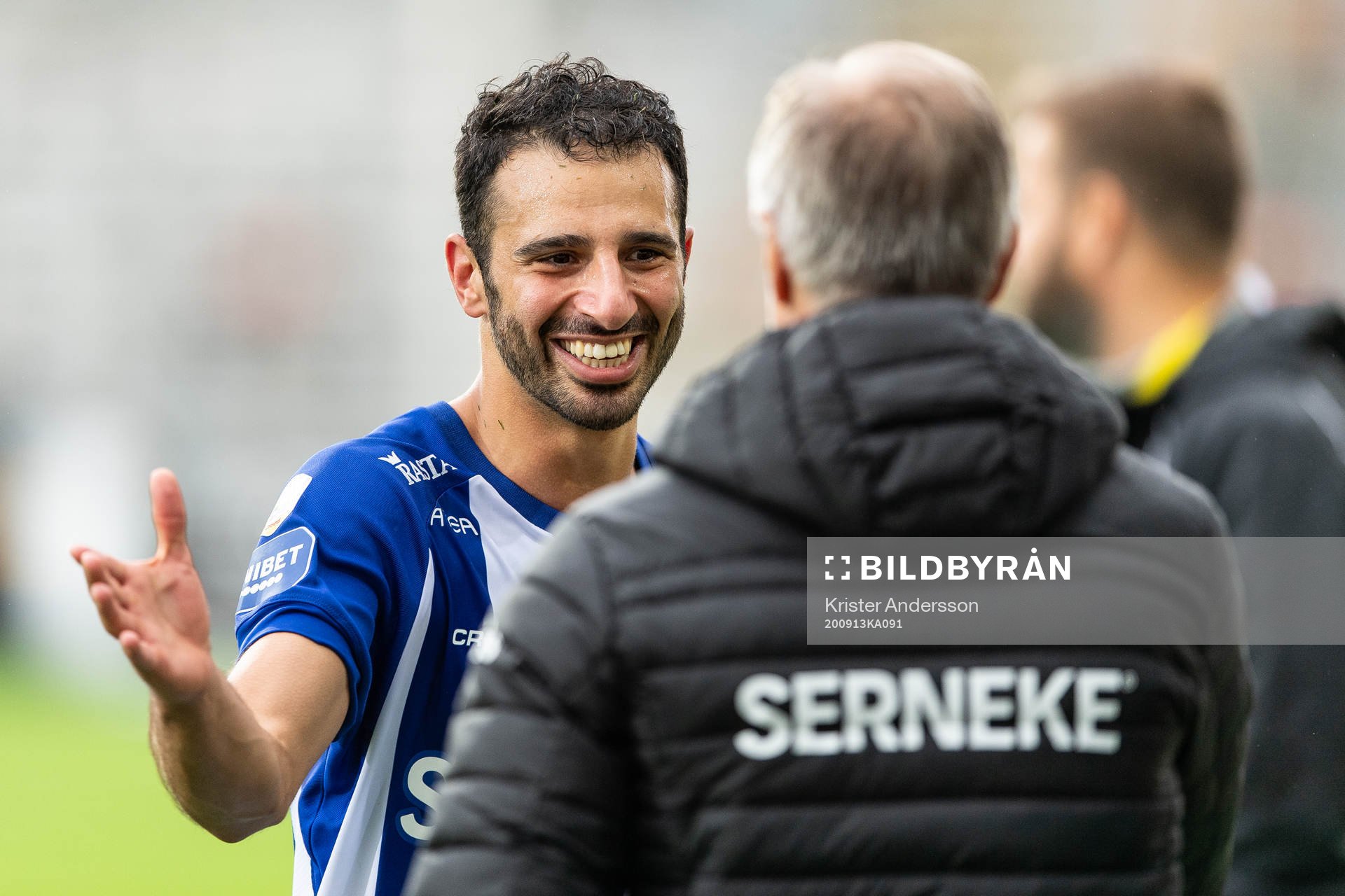 IFK Göteborgs André Calisir jublar efter fotbollsmatchen i Allsvenskan mellan Falkenberg och IFK Göteborg den 13 september 2020 i Falkenberg.