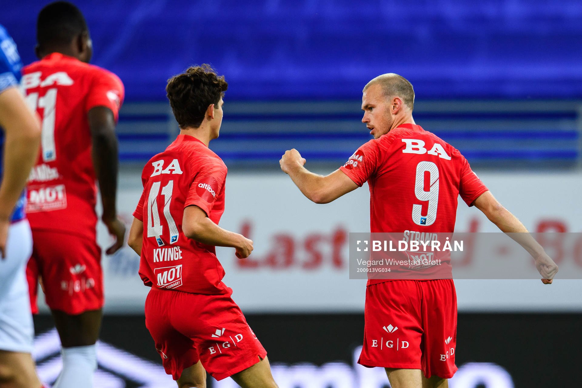 Mikal Berg Kvinge and Petter Strand of Brann celebrate