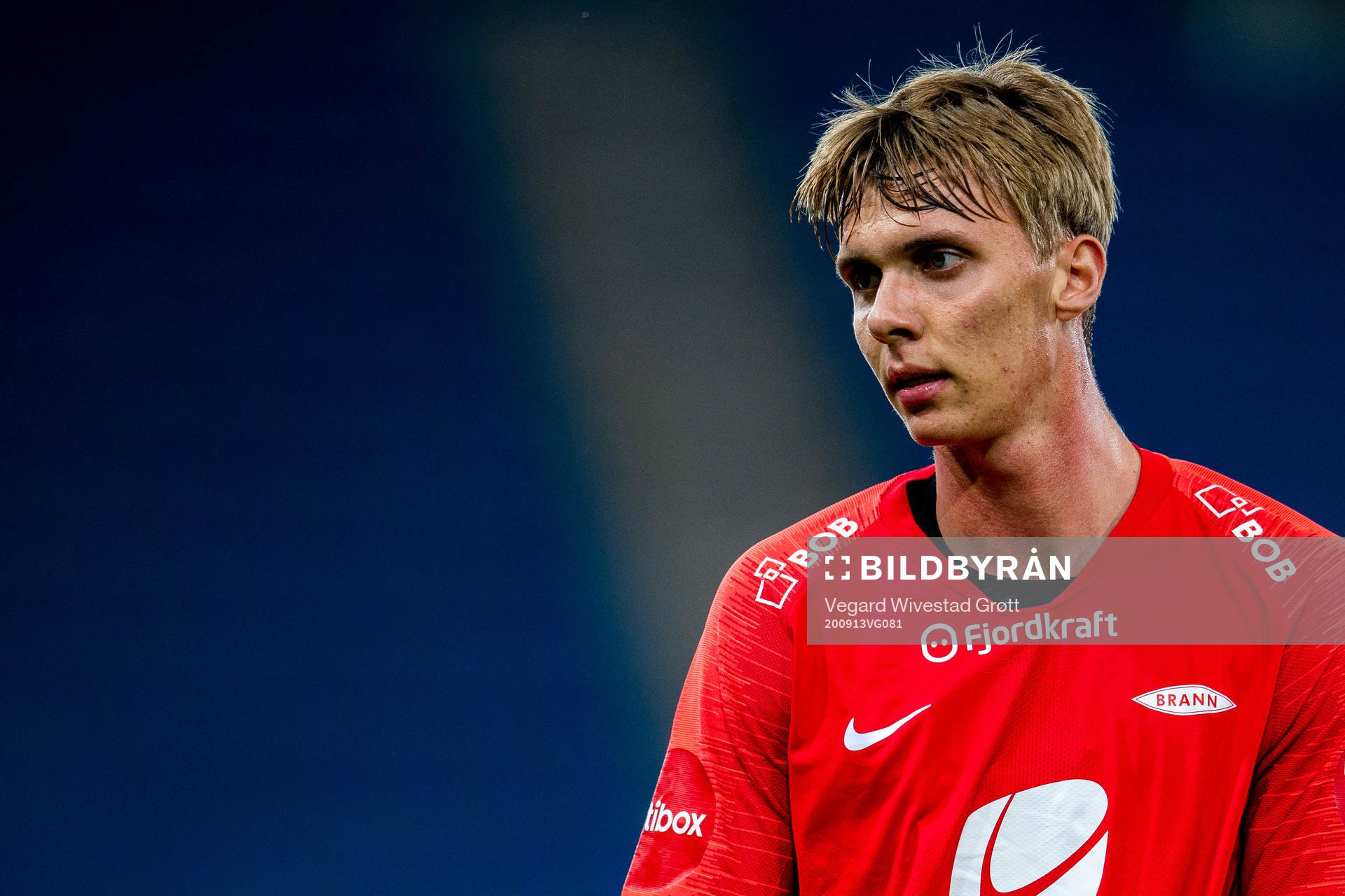 Sondre Eide of Brann during the Eliteserien football match between Vålerenga and Brann on September 13, 2020 in Oslo.