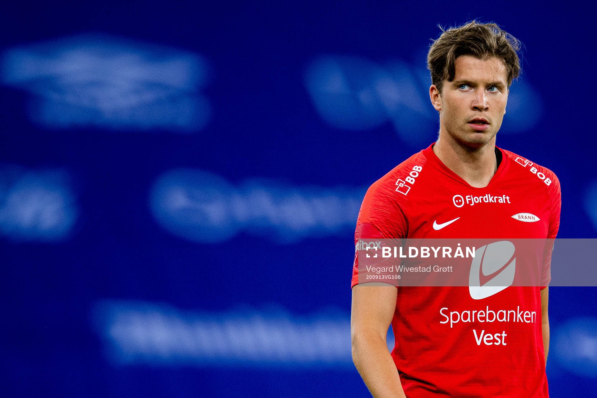 Erlend Hustad of Brann during the Eliteserien football match between Vålerenga and Brann on September 13, 2020 in Oslo.