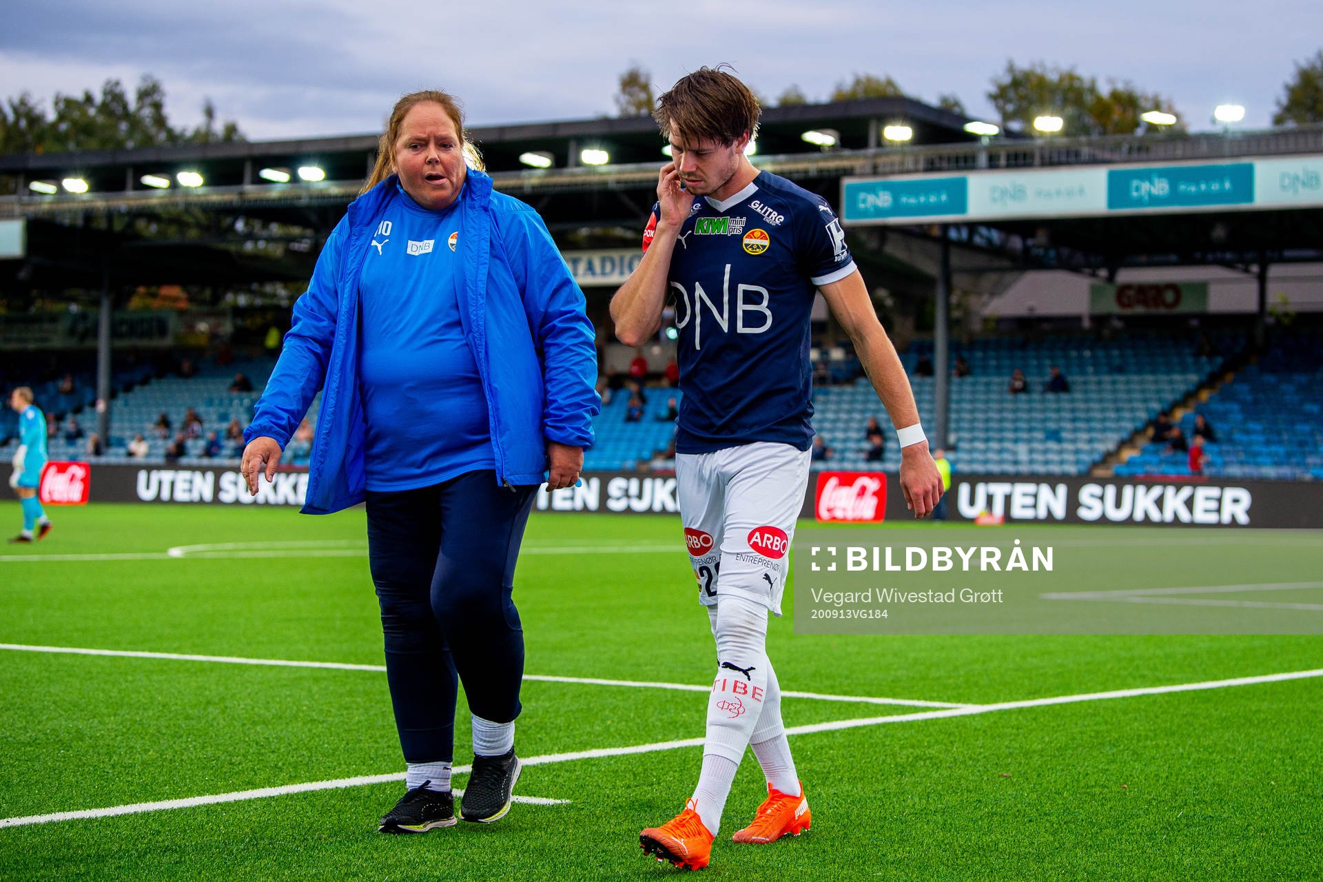 Lars Vilsvik of Strømsgodset with an injury