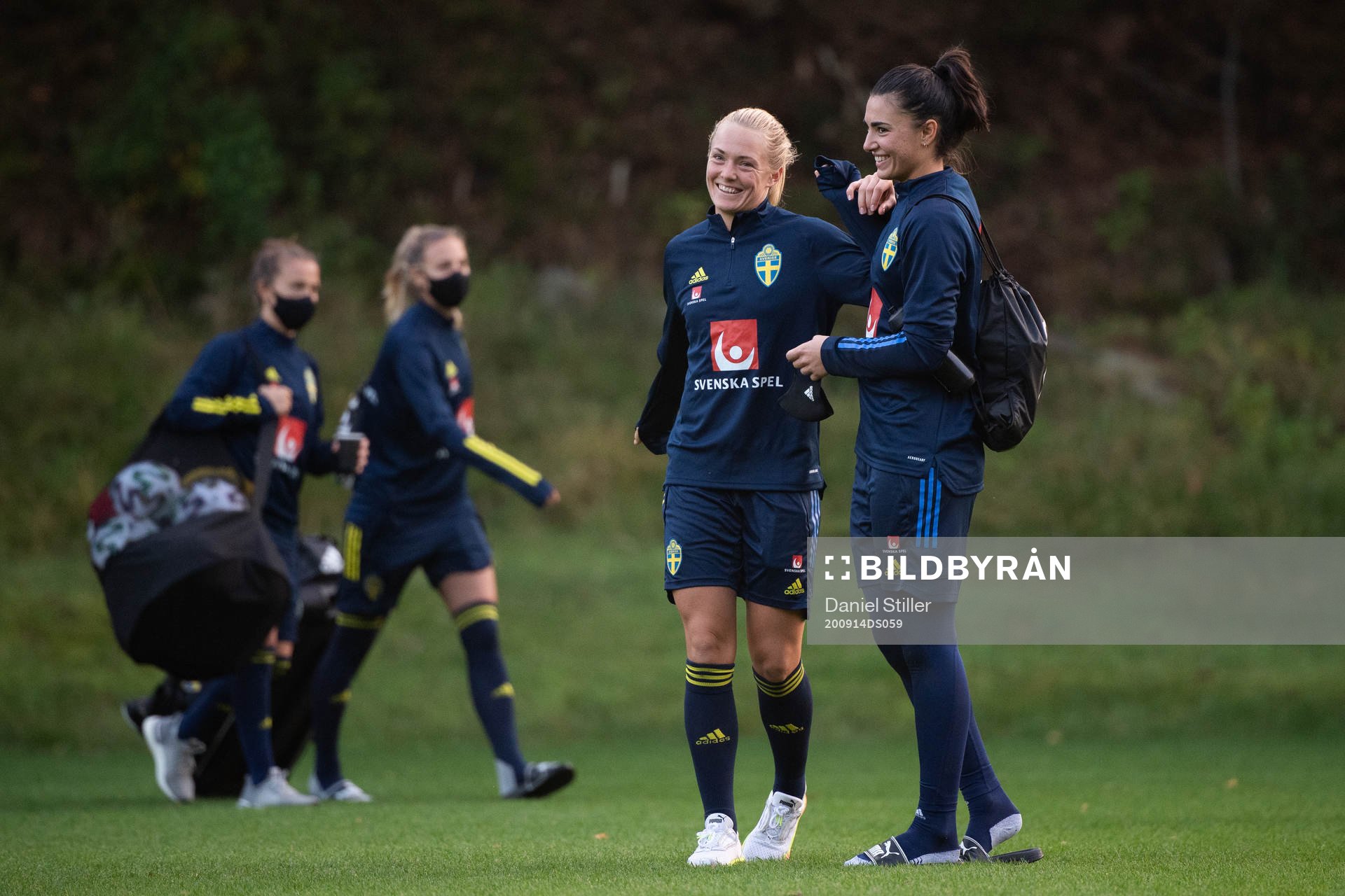 Magdalena Eriksson and goalkeeper Zecira Musovic  of the