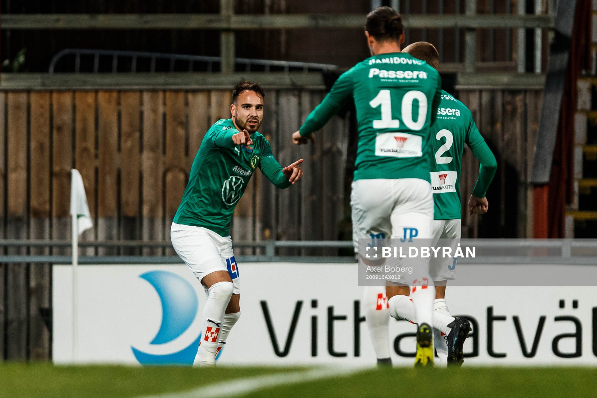 Jönköpings Dzenis Kozica jublar efter 1-0 under fotbollsmatchen i Superettan mellan Jönköpings Södra och Örgryte den 16 september 2020 i Jönköping.