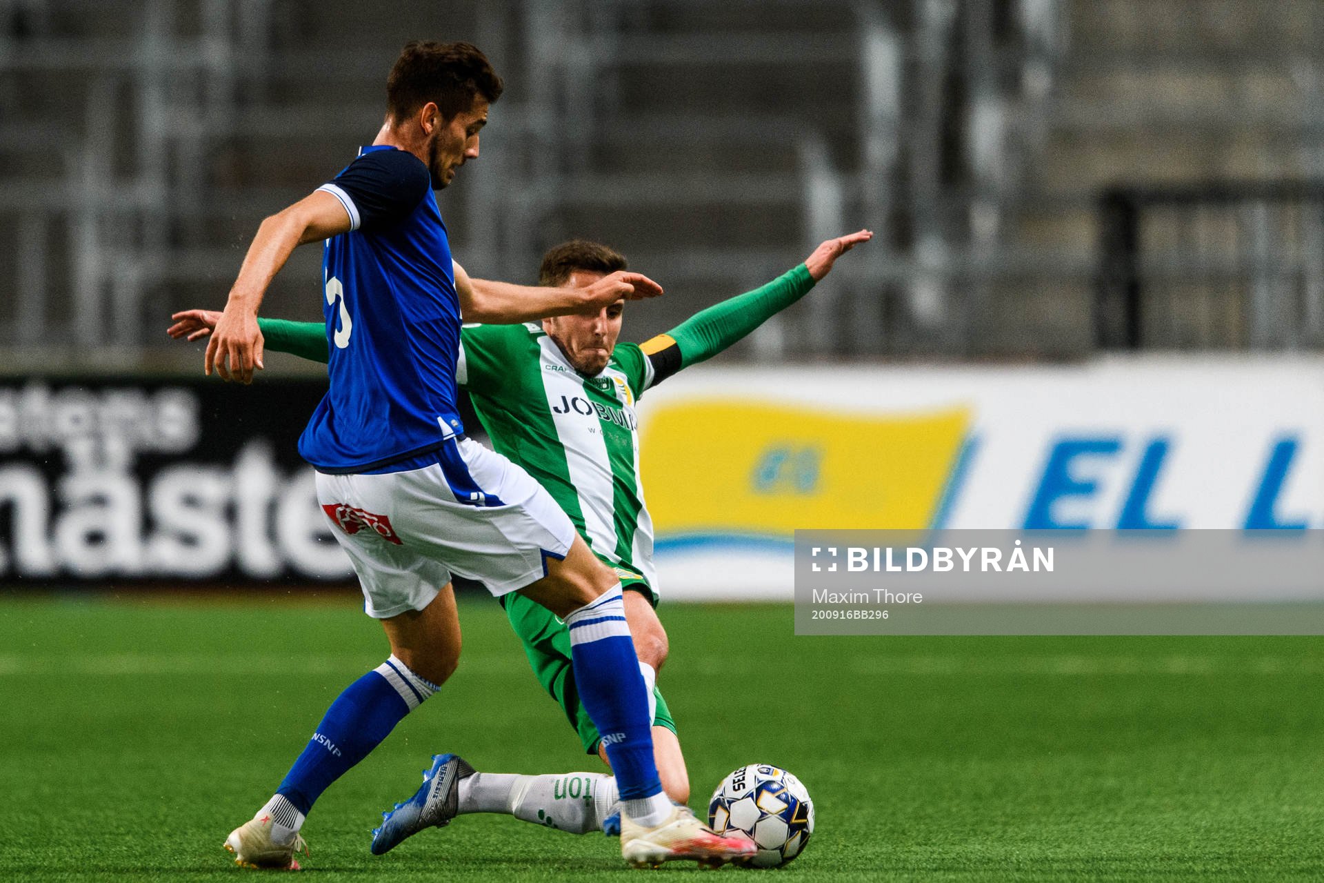 Jakub Moder of Lech Poznan and Jeppe Andersen of Hammarby