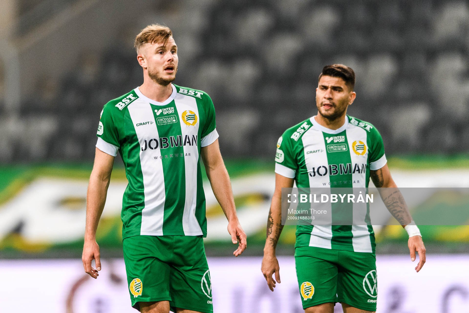 Richard Magyar and Paulinho of Hammarby look dejected