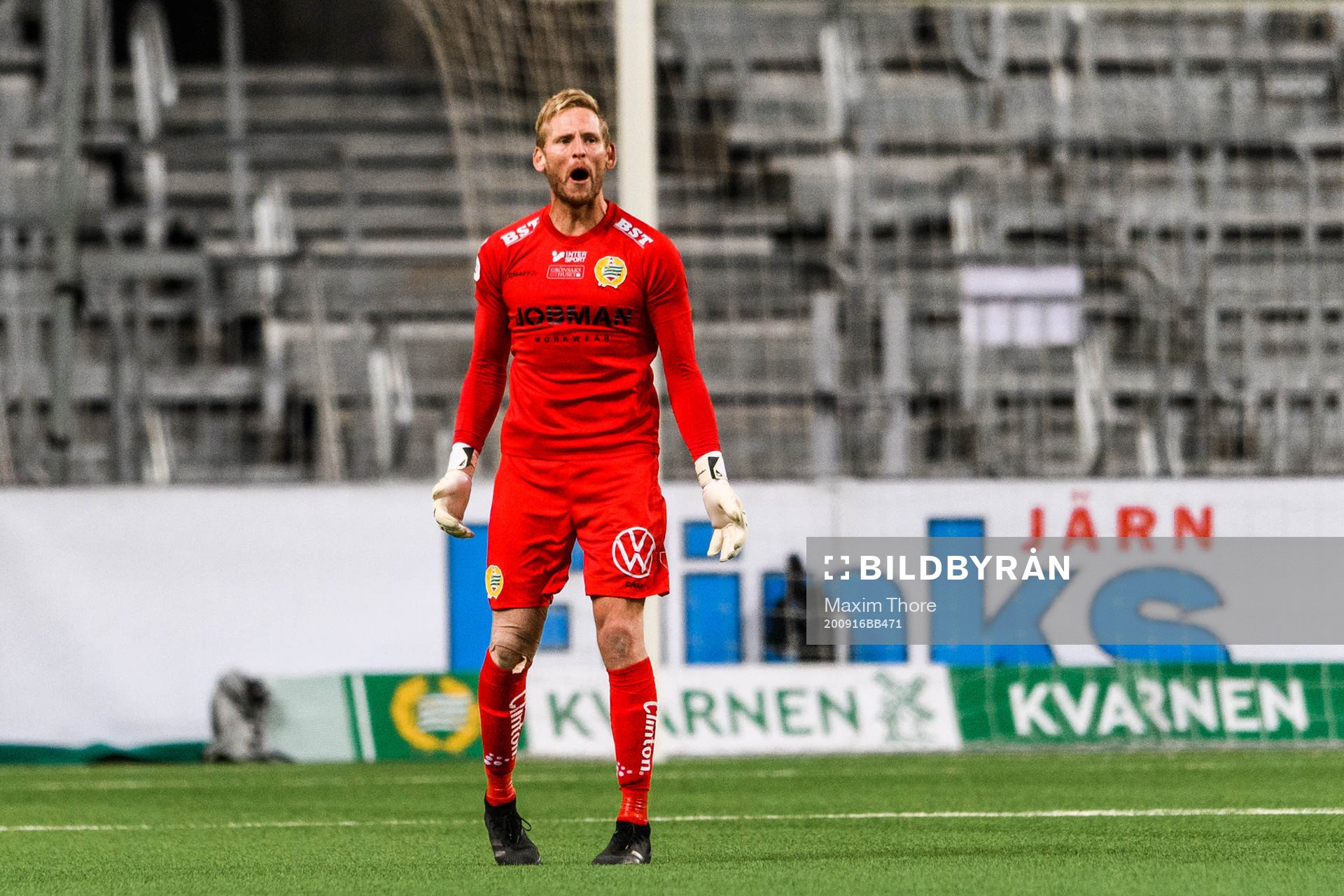 Goalkeeper David Ousted of Hammarby reacts