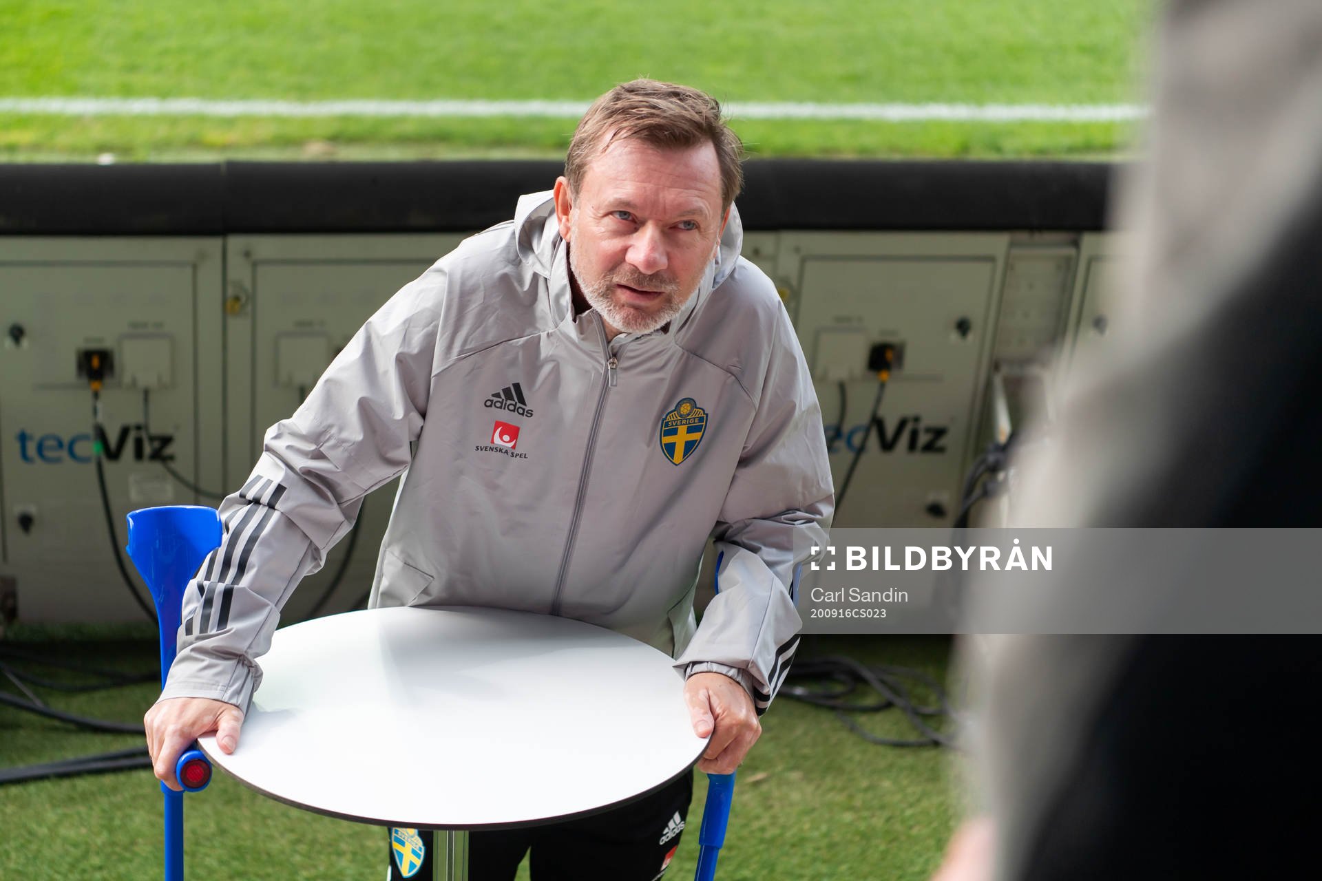 Head coach Peter Gerhardsson is being interviewed