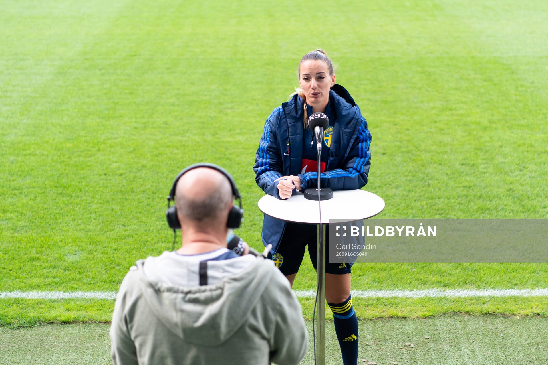 Kosovare Asllani is being interviewed