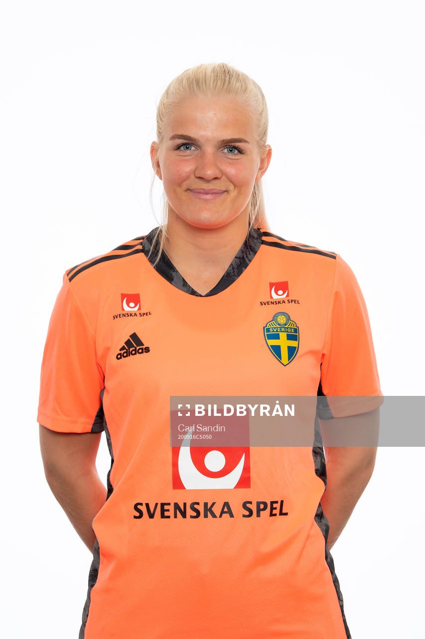 Goalkeeper Emma Holmgren of the Swedish women's national