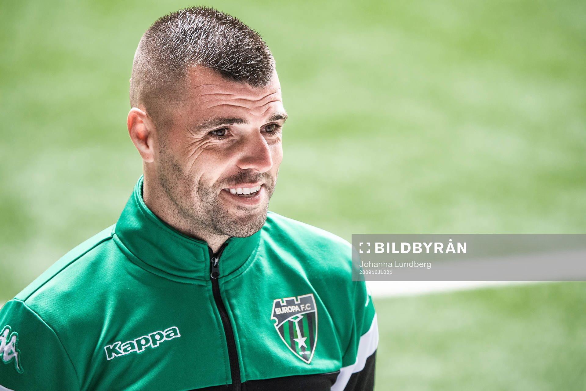 Europa FC’s Liam Walker deltar i en presskonferens efter en träning med Djurgården inför Europa League den 16 september 2020 i Stockholm.
