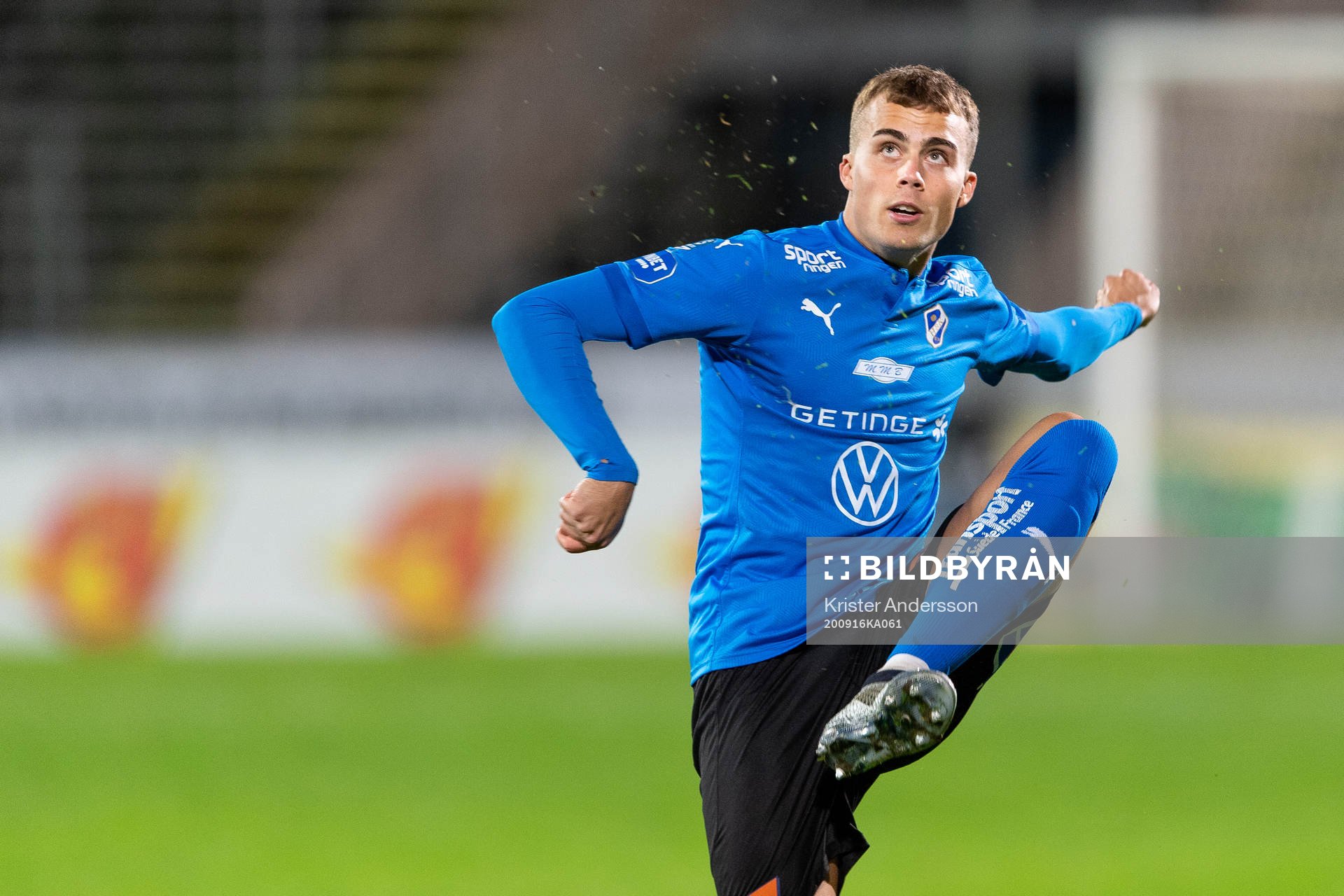 Halmstads Isac Larsson under fotbollsmatchen i Superettan  mellan Halmstad och Umeå FC den 16 september 2020 i Halmstad.