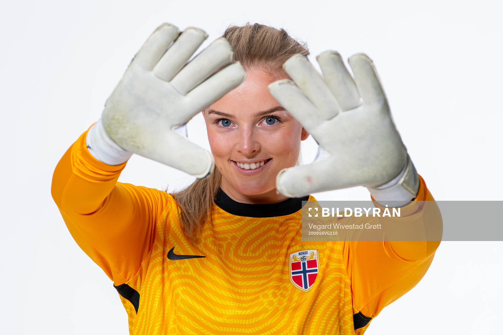 Goalkeeper Guro Pettersen of the Norwegian women’s