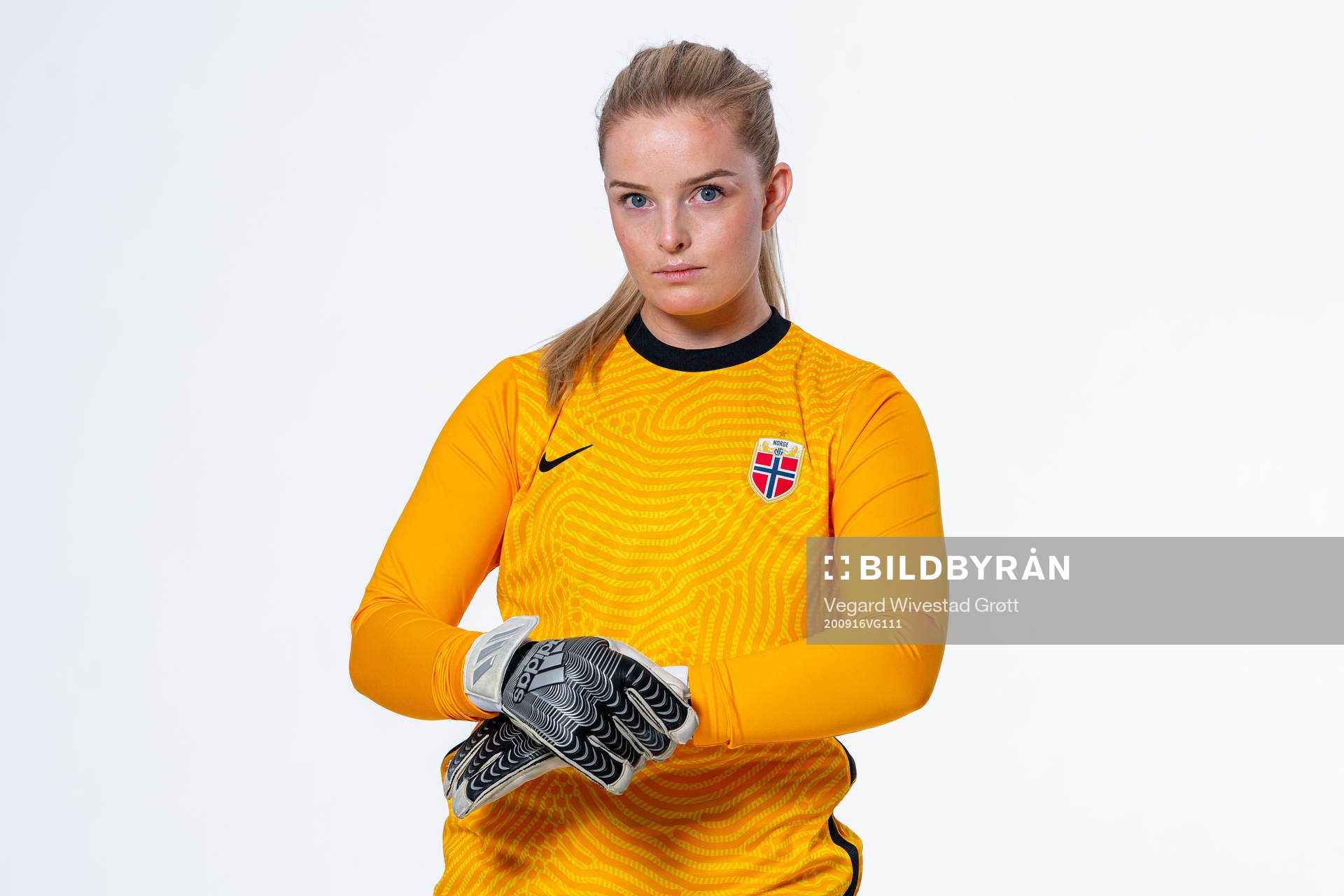 Goalkeeper Guro Pettersen of the Norwegian women’s