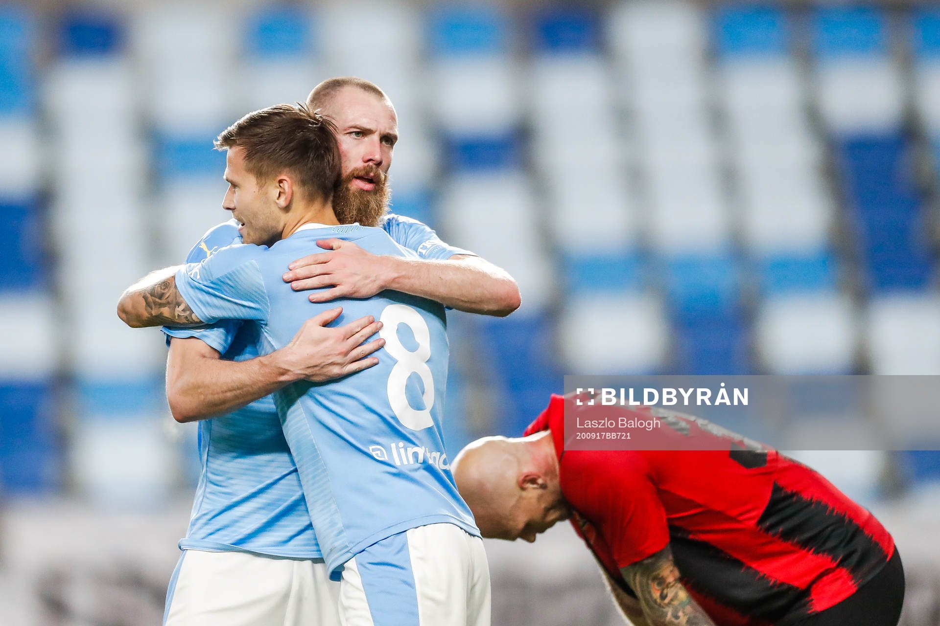 Arnór Traustason and Jo Inge Berget of Malmö FF celebrate