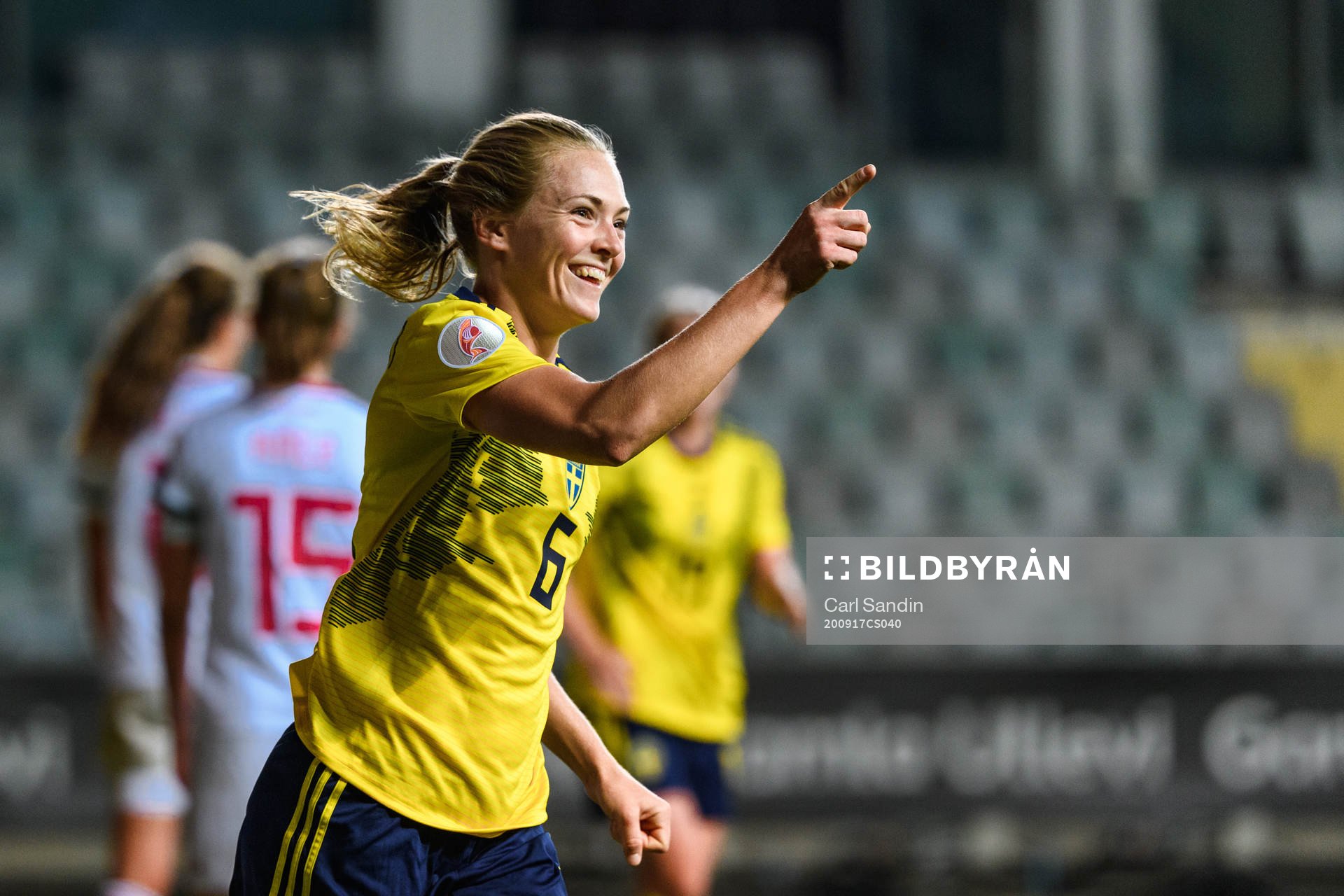 Magdalena Eriksson of Sweden celebrates the 4-0 goal