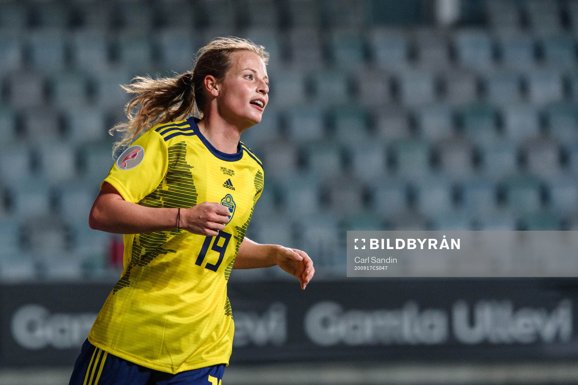Anna Anvegård of Sweden celebrates the 7-0 goal